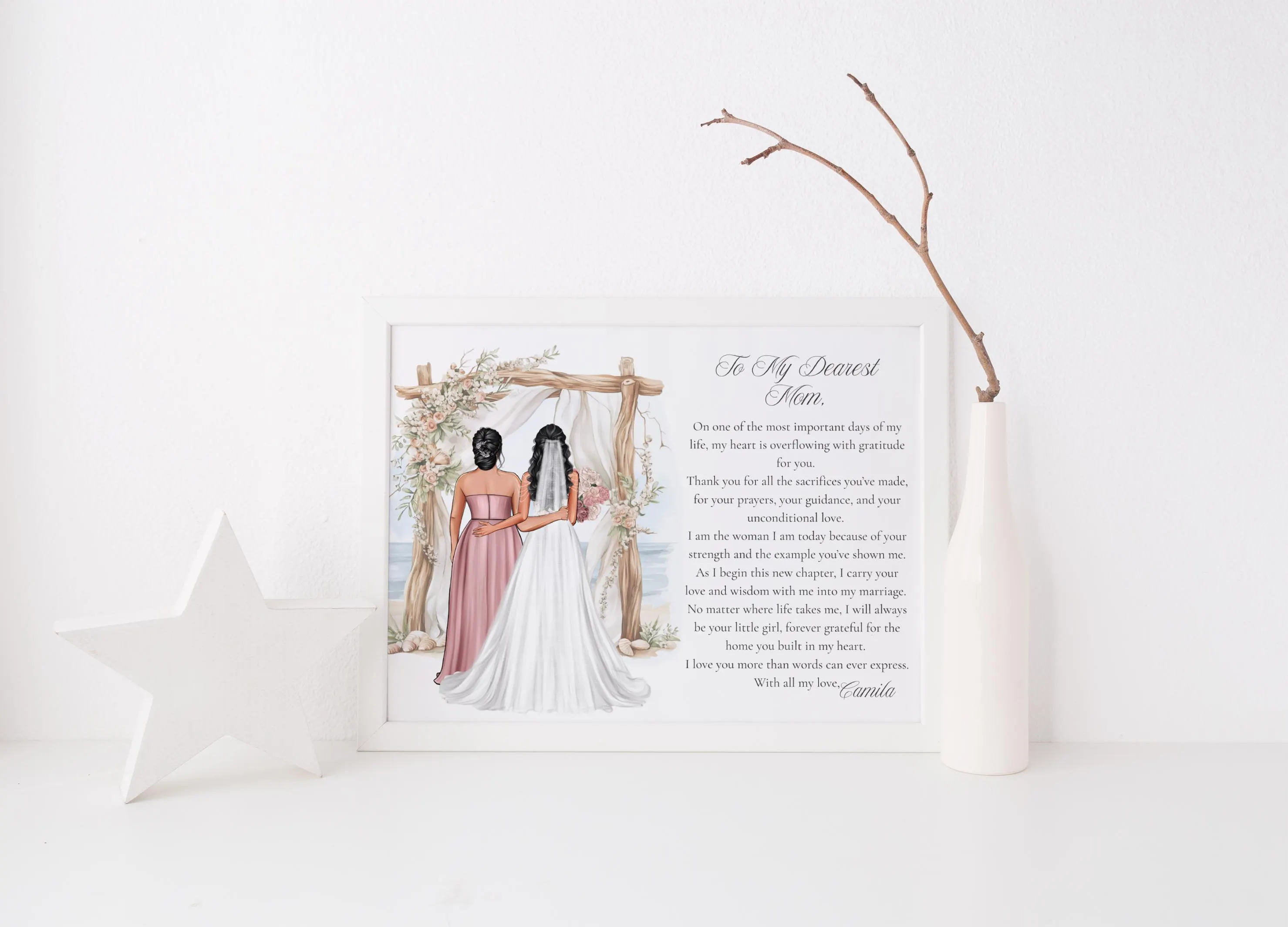 Mother of the Bride Print, Personalised Gift for Parents of the Bride, Groom and Parents Portrait Art, Mother of the Groom, Wedding Gift - image 3