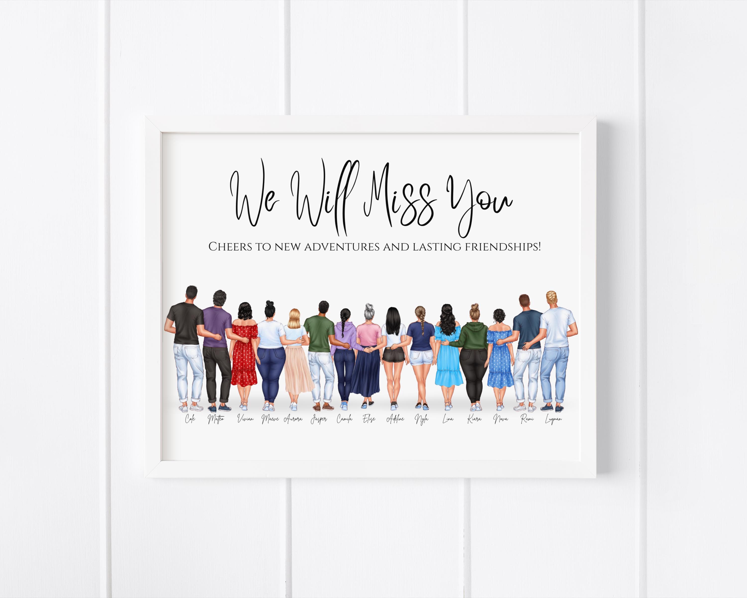 Office Team Member Goodbye Gift Custom Coworker Portrait Work Friends Print Personalised Colleagues Print Employee Appreciation Team Gifts - image 3
