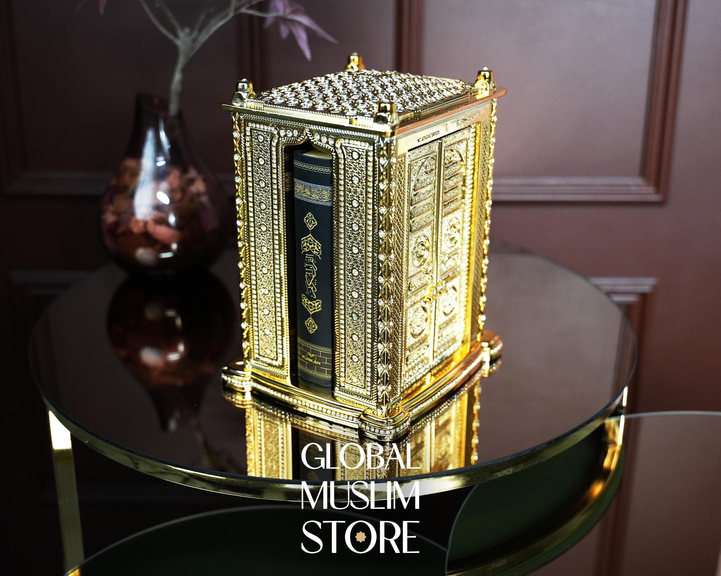 Quran Holder Figurine with Quran  | Gold Decorative Quran Case | Muslim Home Decoration | Muslim Art | Islamic Home Office Decor - image 3