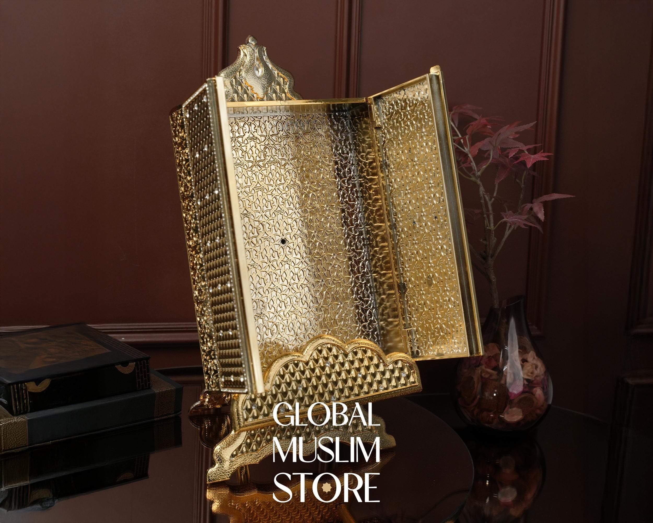 Quran Box, Gold Quran Case, Luxury Quran Cover with Stand - image 4