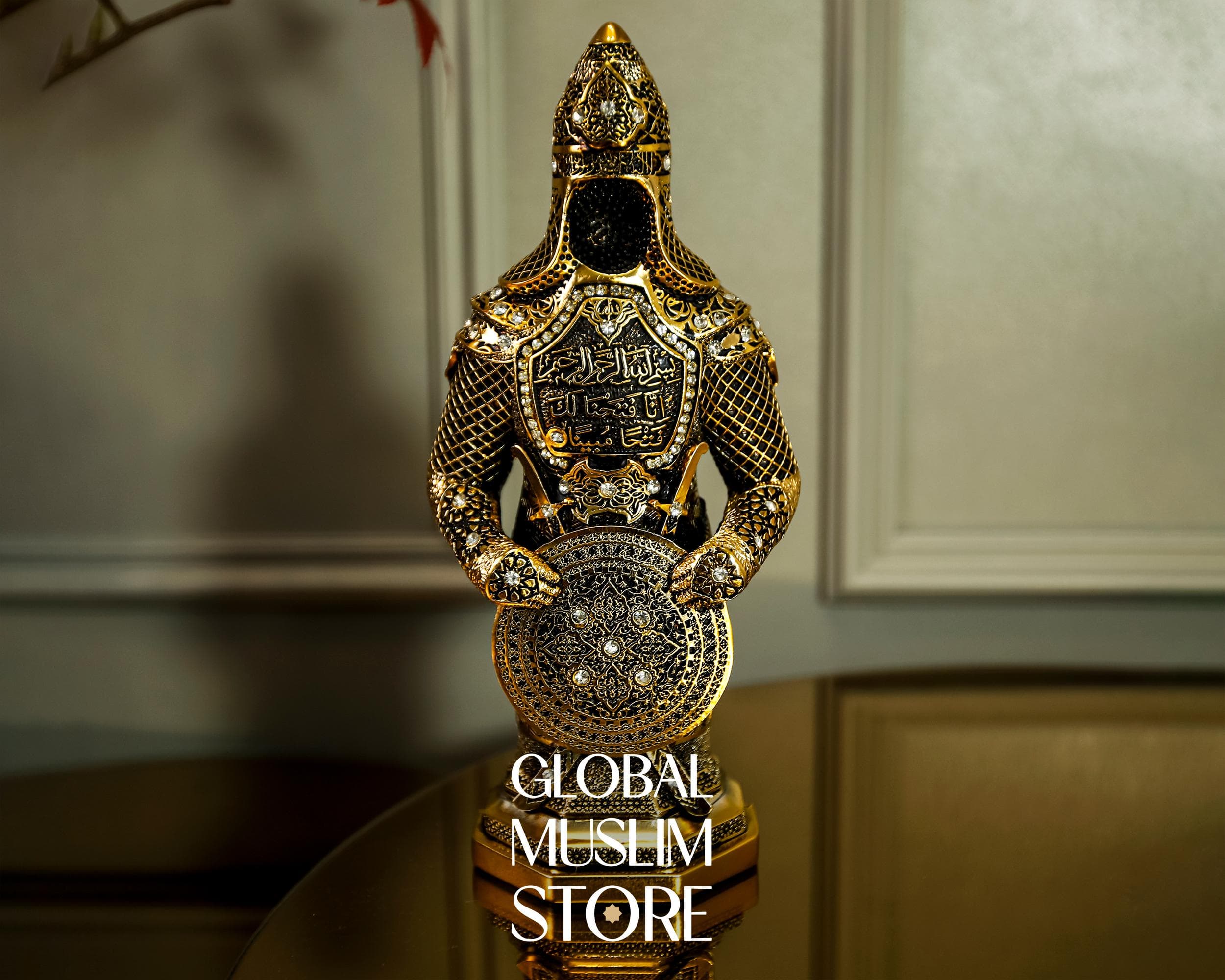 Ertugrul Figurine, Muslim Armed Soldier Figurine, Golden Plated Muslim Ottoman Soldier, Islamic Home Decor, Muslim Home Decor, Muslim Gift - image 3