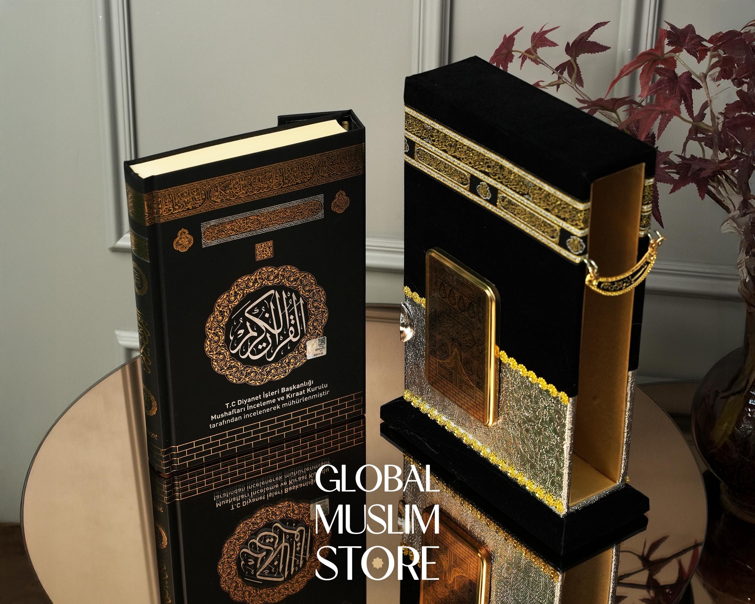 Silver Kaaba Quran Gift Set | Velvet Quran Case with Arabic Quran | Islamic Decor | Holy Quran in Decorative Kaaba Box | Muslim Gift - image 3
