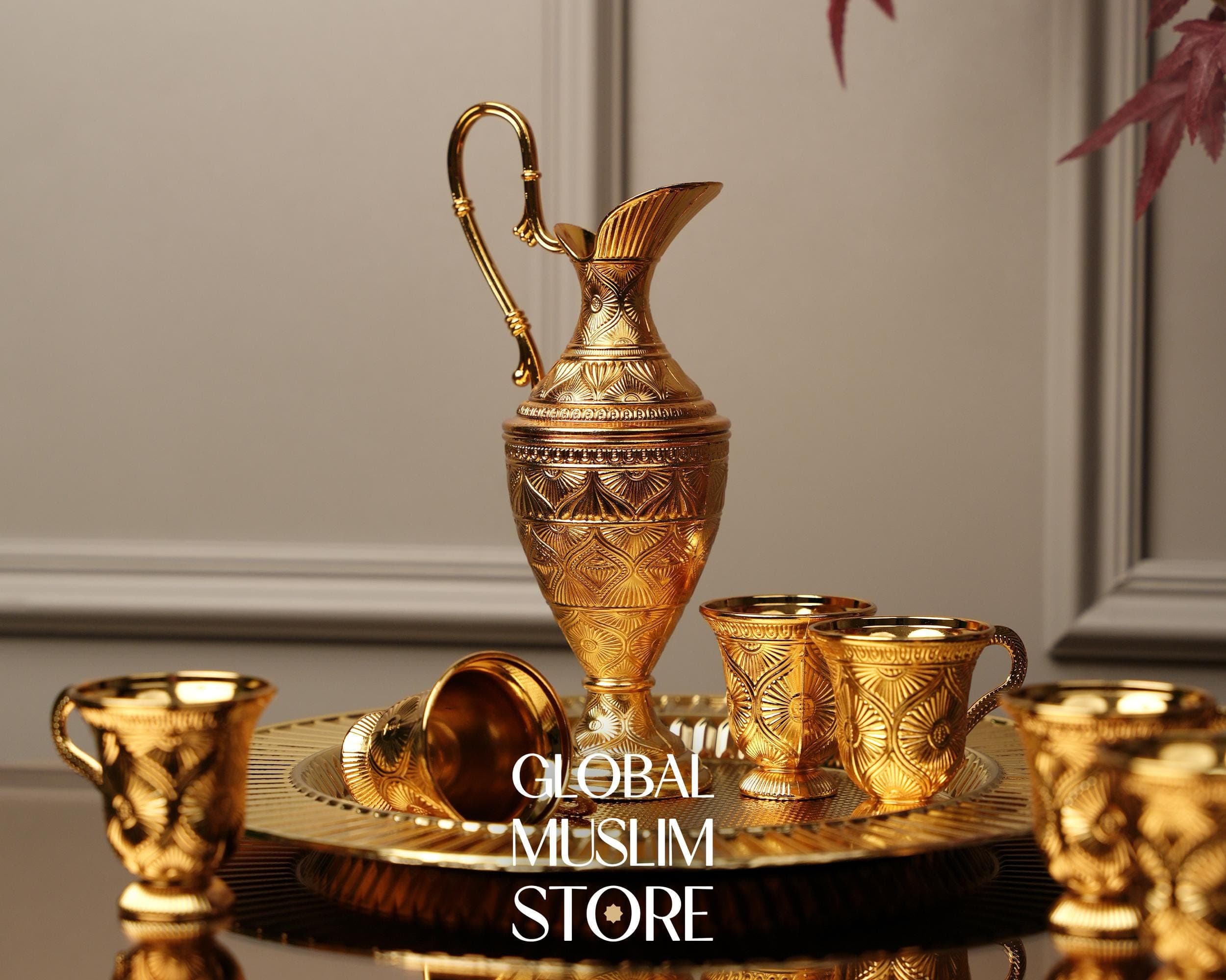 Zamzam Set,  Luxury Zamzam Tray Ewer & Cup Set, Handmade Zamzam Water Serving Ensemble, Handmade Islamic Gift, Hajj Souvenir, Umrah Present - image 4