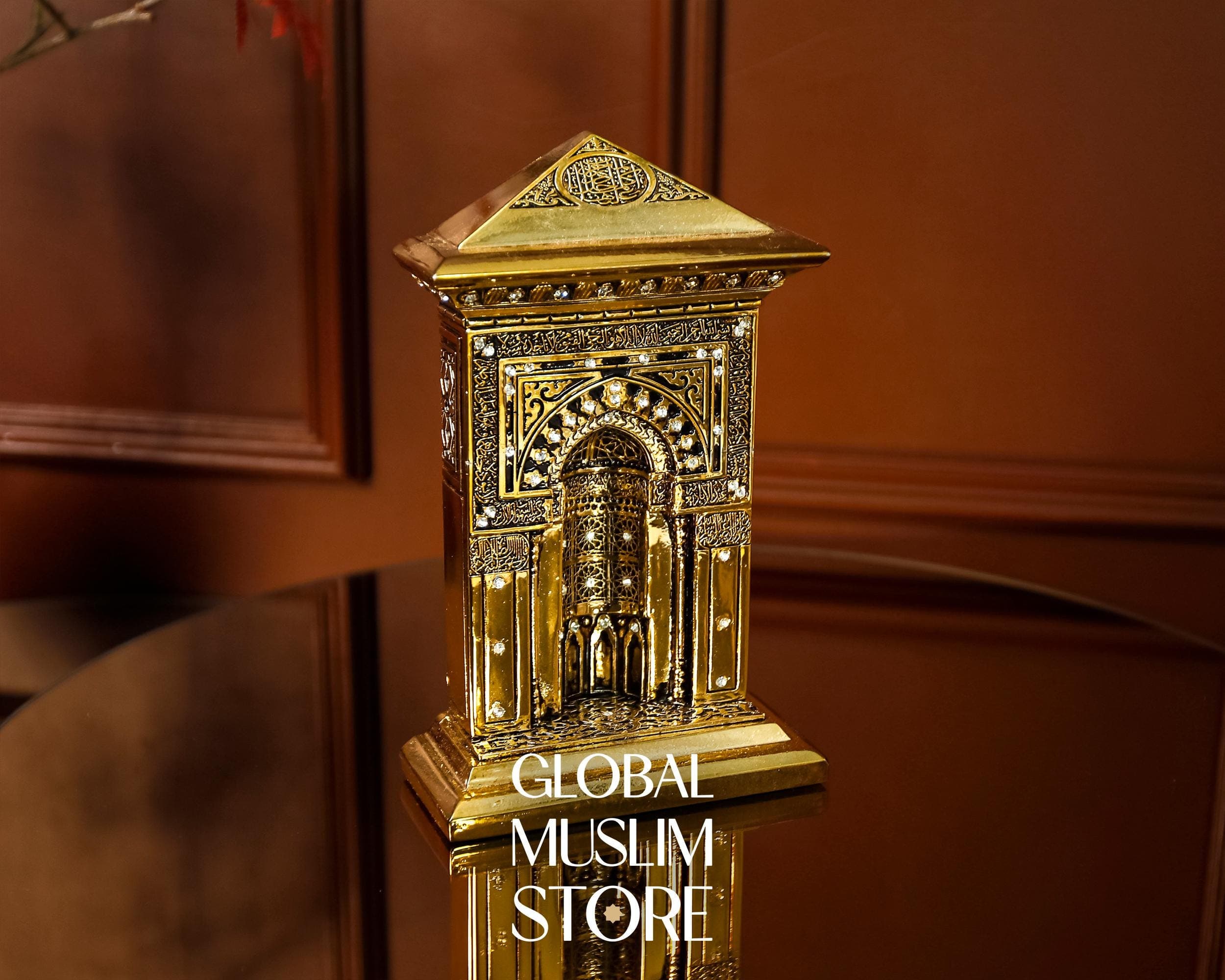 Islamic Art Decor Gift | Gold Triangular Mihrab Decorative Figurine | Islamic Prayer Niche-Inspired Home Decor | Muslim Present | Muslim Art - image 3