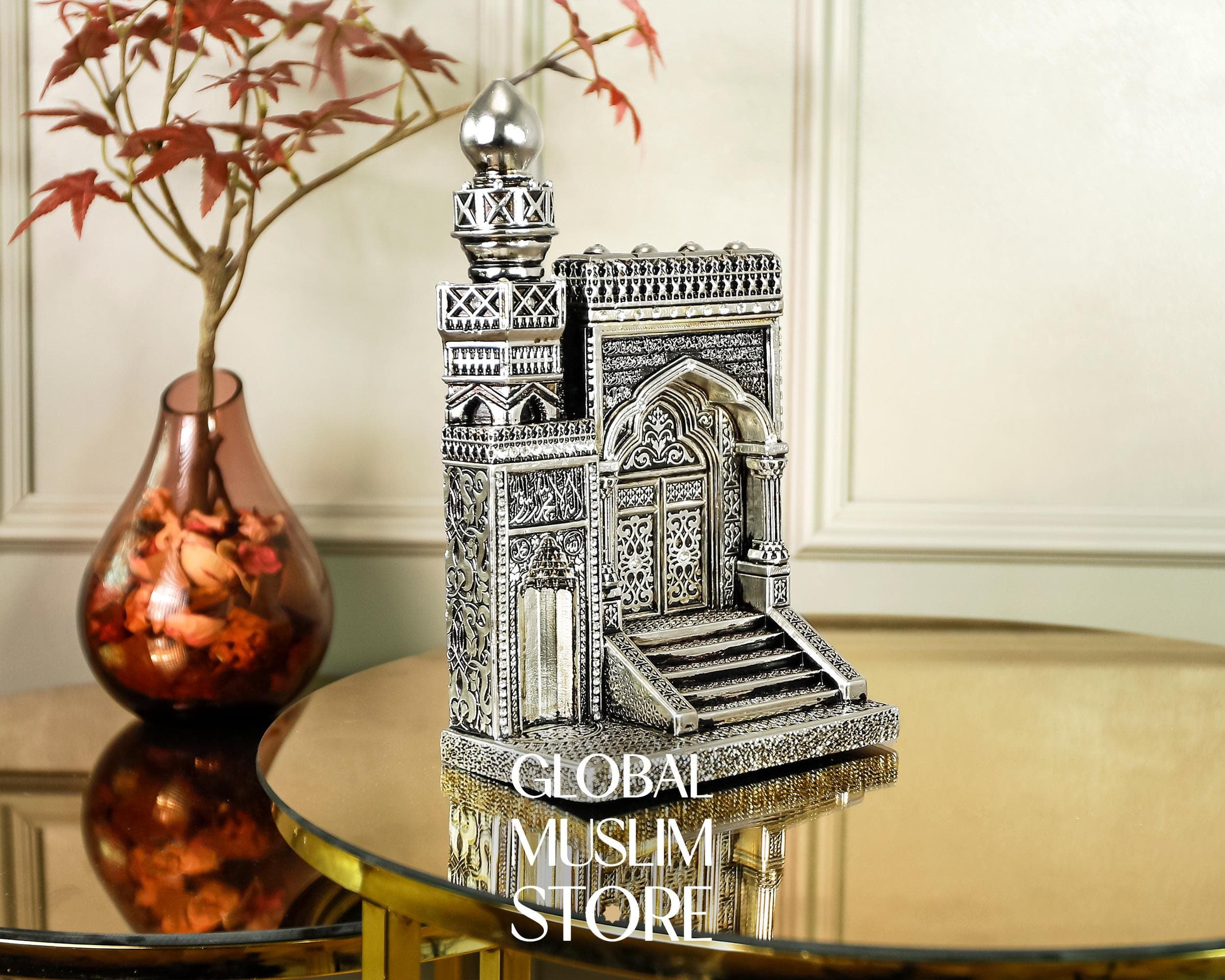 Mihrab and Minbar Islamic Decorative Figurine | Silver Handmade Muslim Ornament | Islamic Housewarming Gift, Muslim Home Decor, Muslim Art