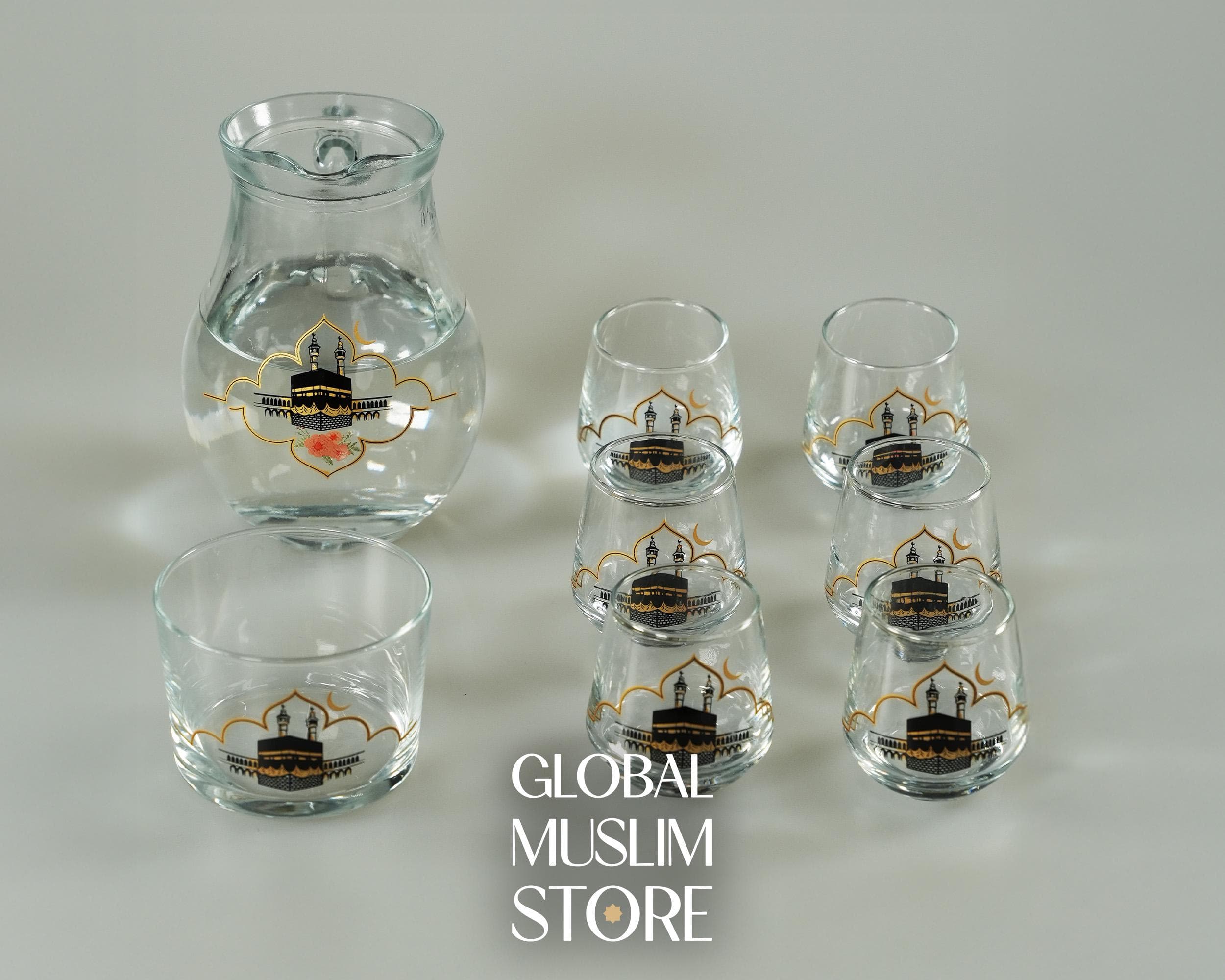 Elegant Islamic Drinkware Set: Zamzam Jug, Cups & Date Bowl - Luxury Muslim Serveware - Eid Ramadan Gift - image 3