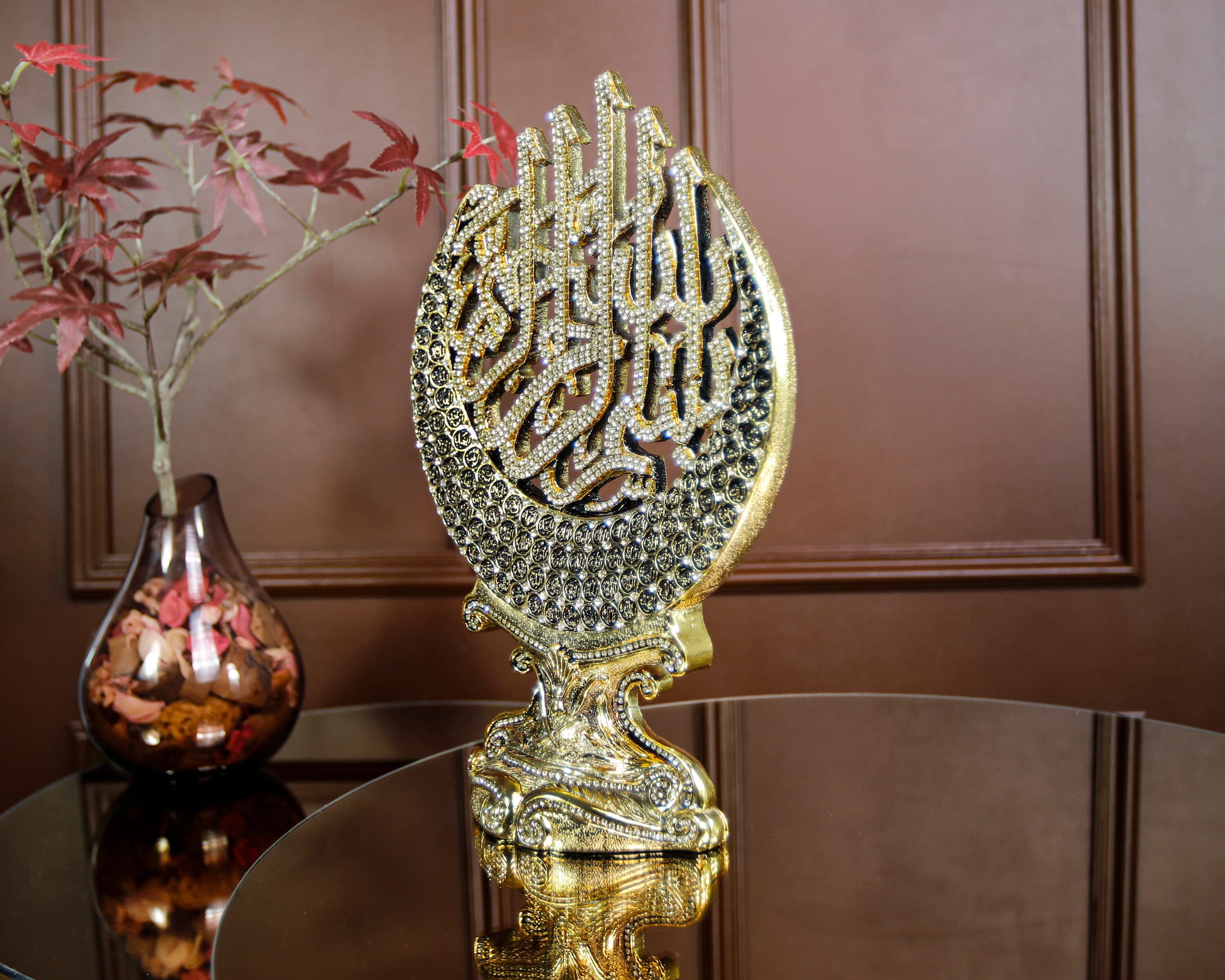 Islamic Decor, Islamic Art, Islamic Gift, Gift For Muslim, 99 names of Allah, Crescent Basmala and Esmaul Husna Trinket Figurine Ornament - image 4