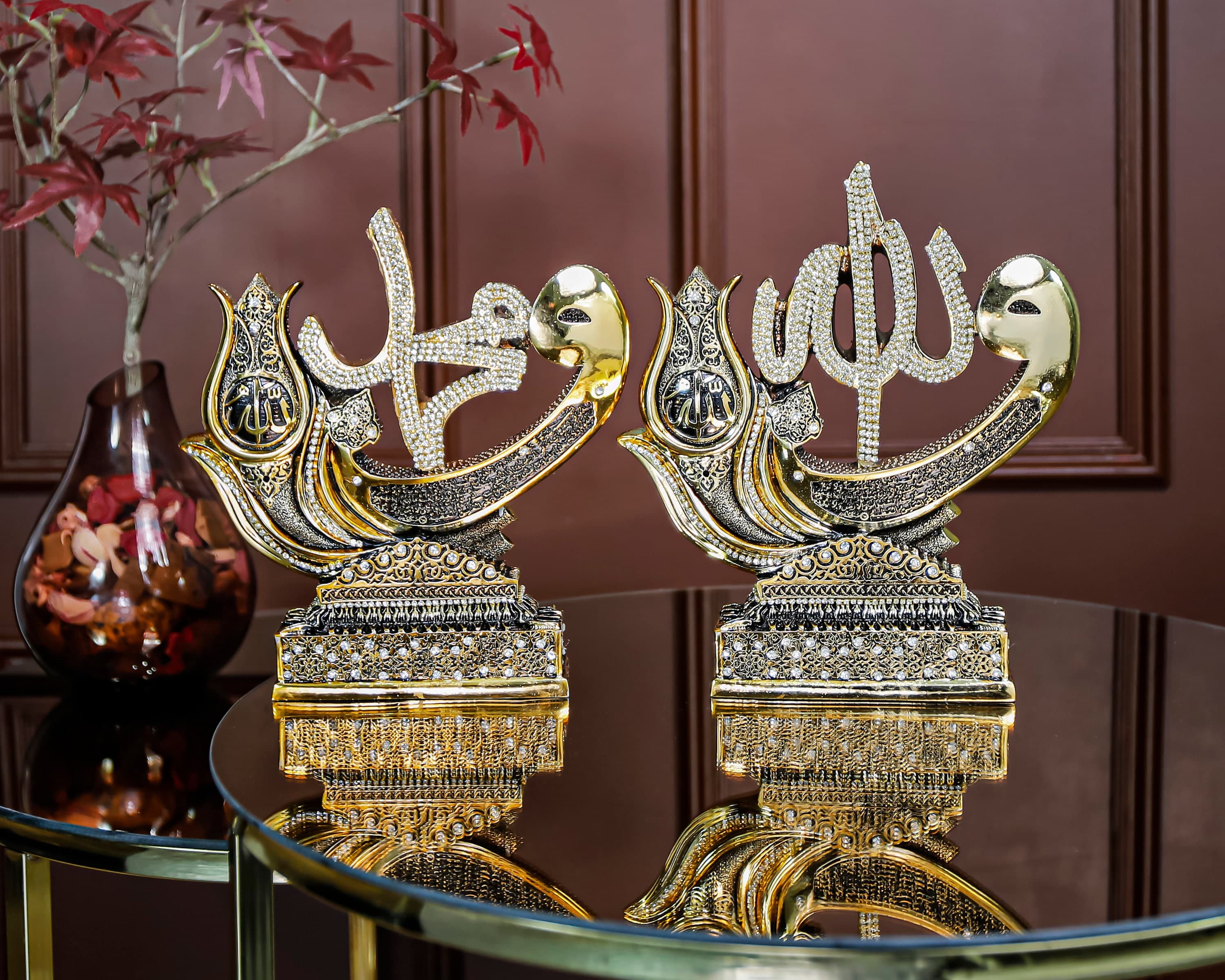 Vav, Tulip Mohammad and Allah Trinket, Islamic Trinket, Lux Artistic Figurine, Gift For Muslim, İslamic Ornament