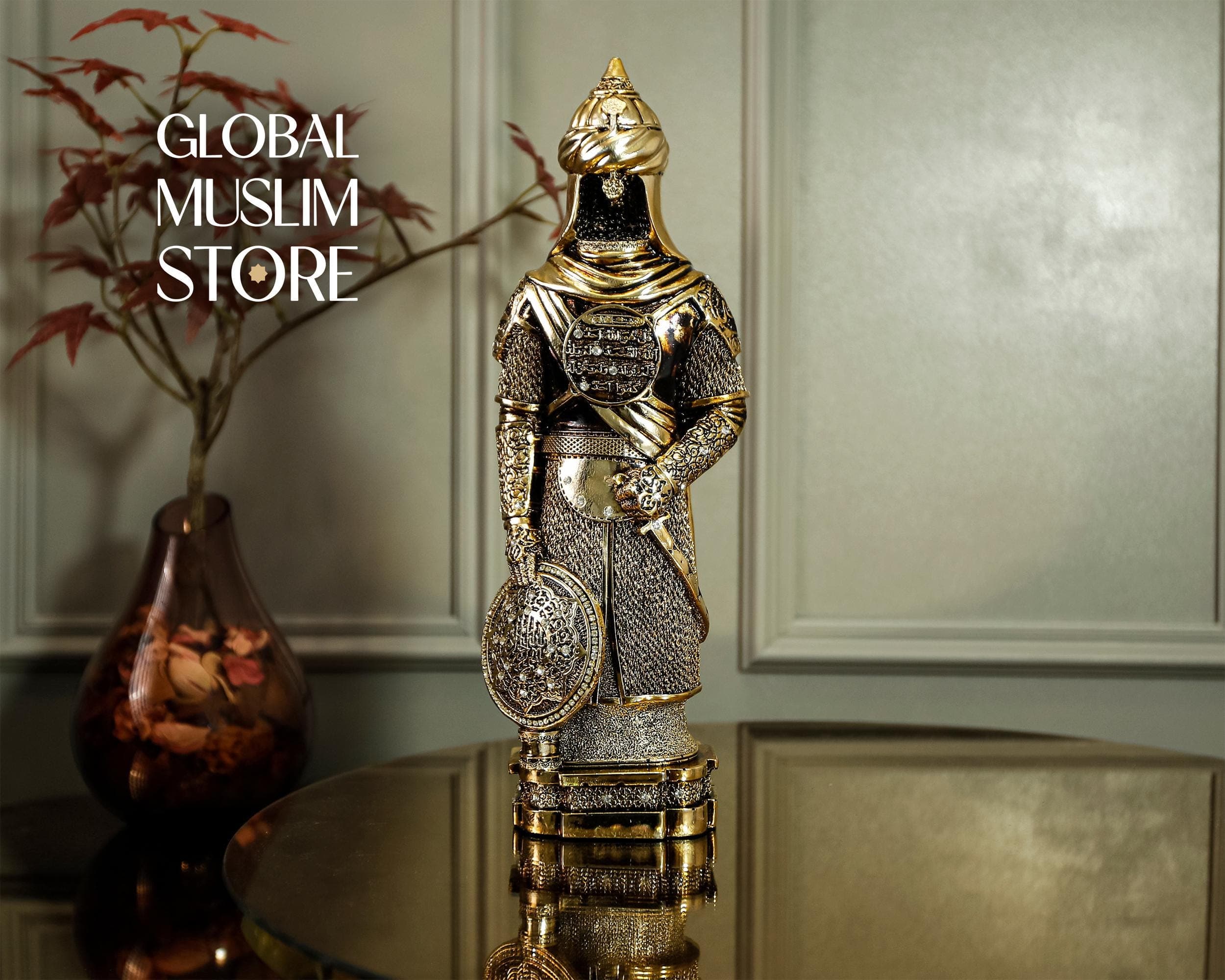 Golden Plated Muslim Ottoman Soldier, Ottoman Art, Armed Warrior Figurine, Islamic Gift, Gift For Muslim Father,  Islamic Home Decor Figure