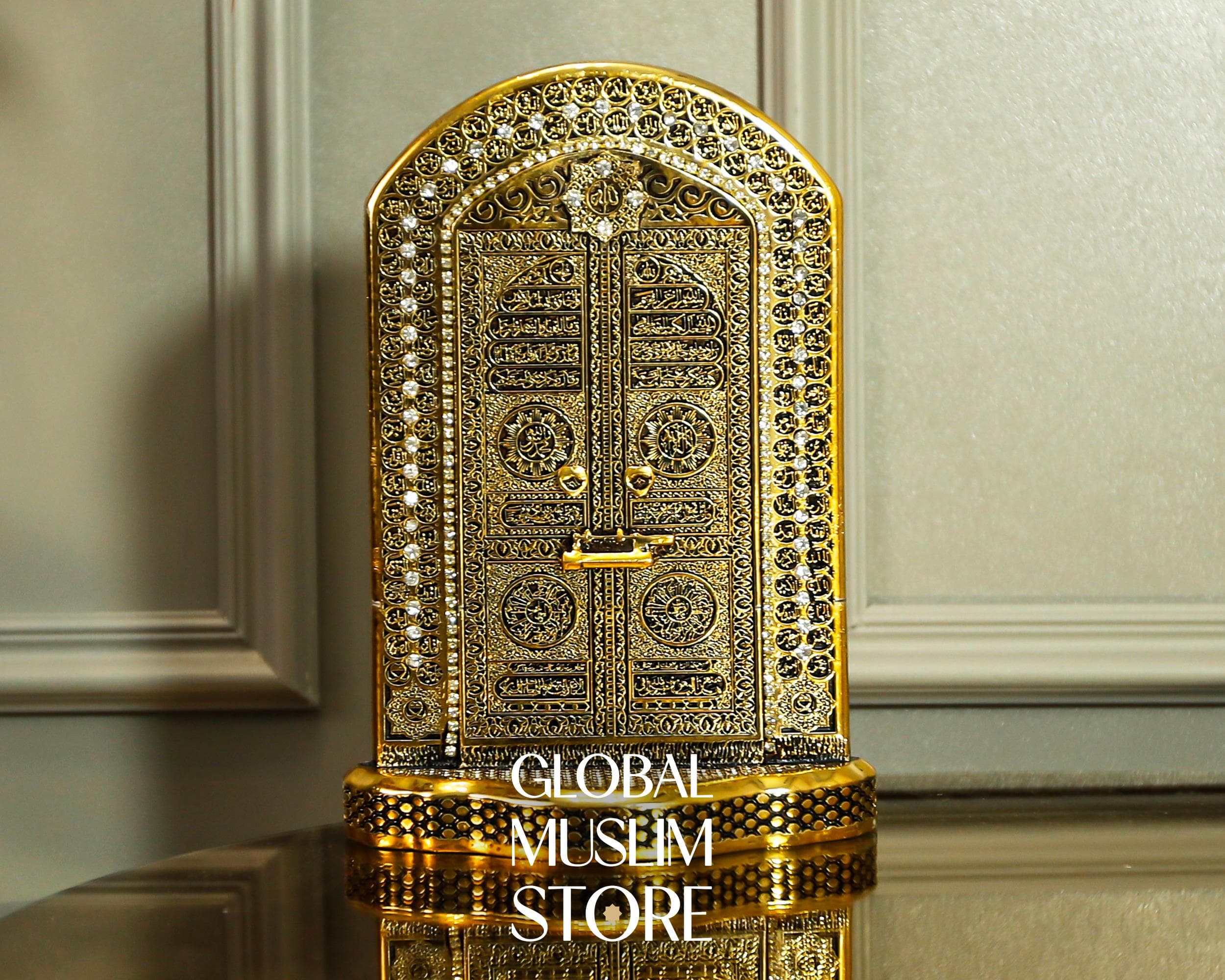 Gold Kaaba Door Figurine with Ayat al-Kursi | Islamic Home Decor | Muslim Spiritual Gift | Gift For Muslim | Muslim Art | Islamic Artwork - image 3