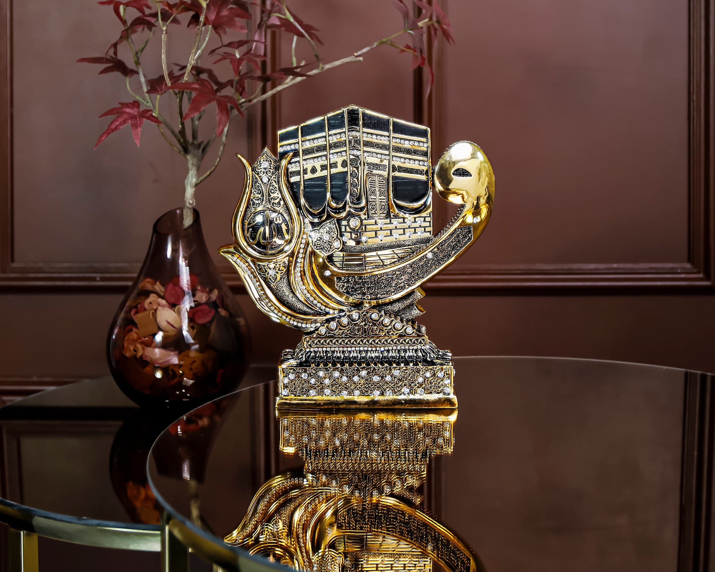 Kaaba Vav Allah Ornament, Islamic Artwork, Muslim Art, Islamic Home Decor, Islamic Gift, Gift For Muslim, Housewarming Gift, Lux Figurine
