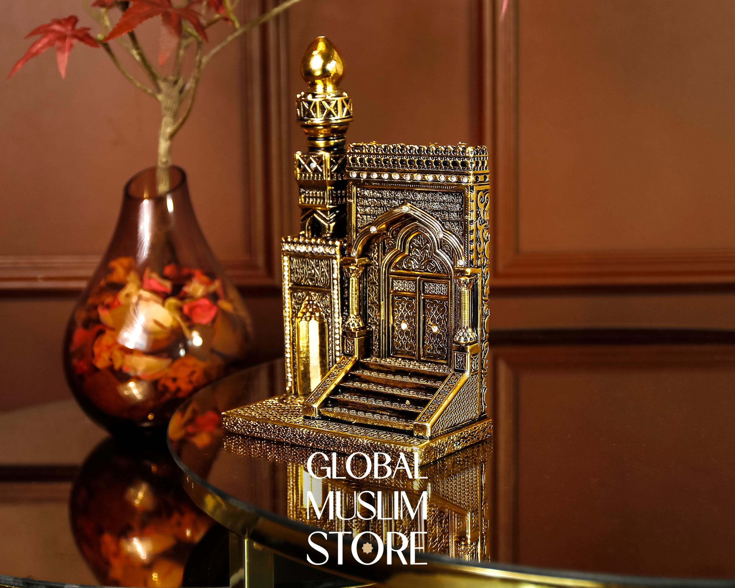 Islamic Mihrab and Minbar Decor – Mosque Masjid Decor | Gold Plated Handcrafted Ornament | Muslim Spiritual Gift for Home & Office - image 4