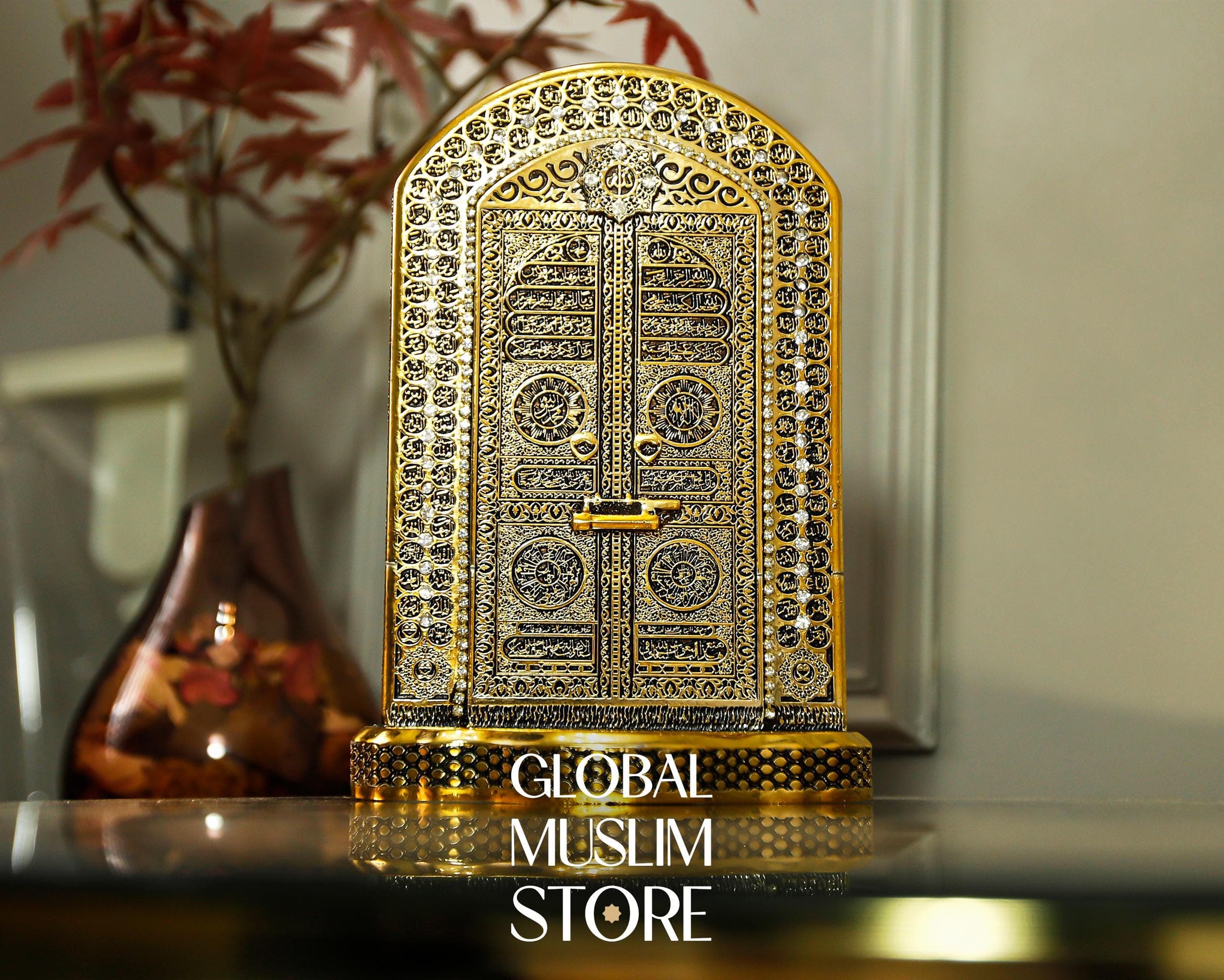 Gold Kaaba Door Figurine with Ayat al-Kursi | Islamic Home Decor | Muslim Spiritual Gift | Gift For Muslim | Muslim Art | Islamic Artwork