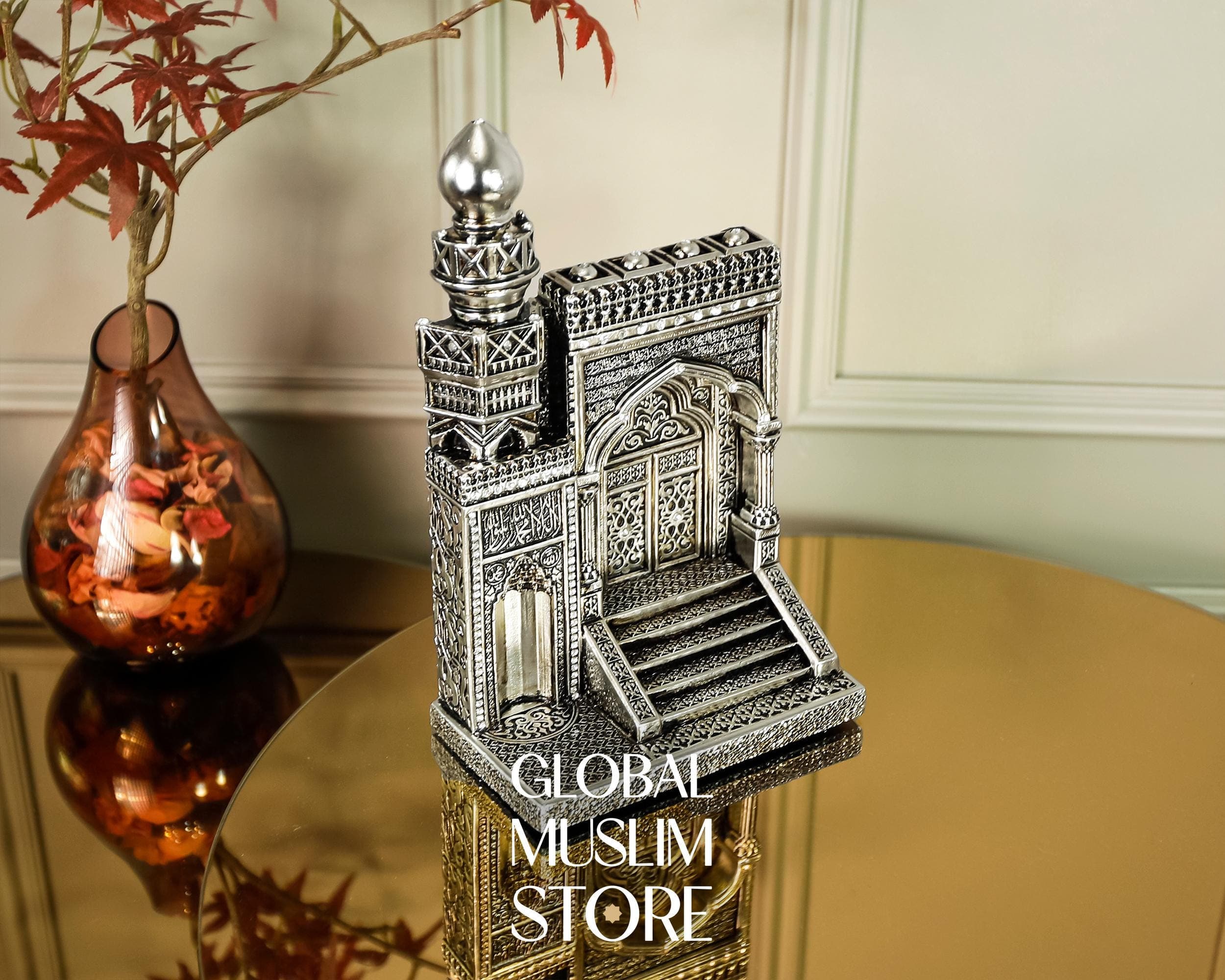 Silver Islamic Mihrab and Minbar Decorative Figurine | Mosque Masjid Figurine | Muslim Spiritual Ornament for Home & Office | Islamic Gifts - image 5