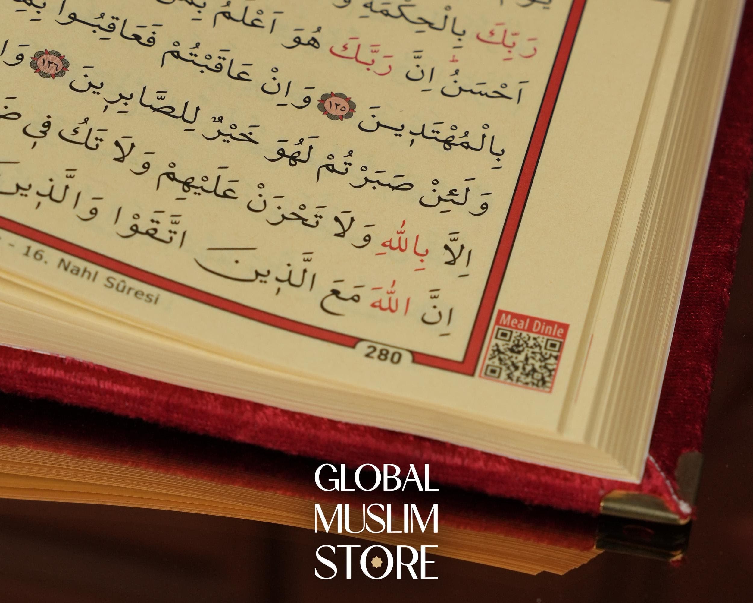 Quran For Gift | Luxury Red Velvet Qoran Set | Golden Case & Display Stand | Islamic Present - image 5