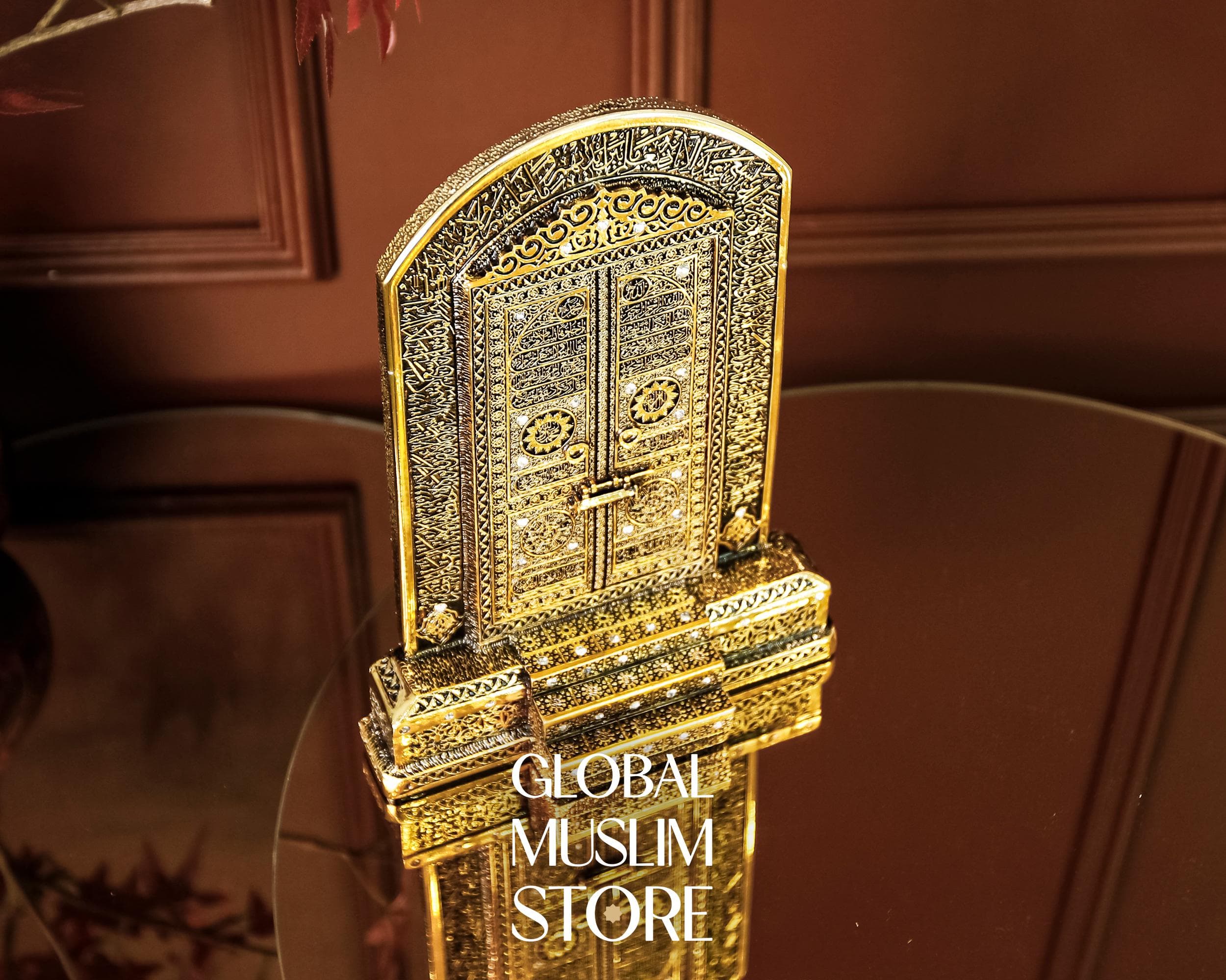 Kaaba Door Islamic Decor | Golden Kaaba Door Decorative Figurine with Ayat AlKursi Inscription | Islamic Home Gift Ornament | Muslim Artwork - image 3