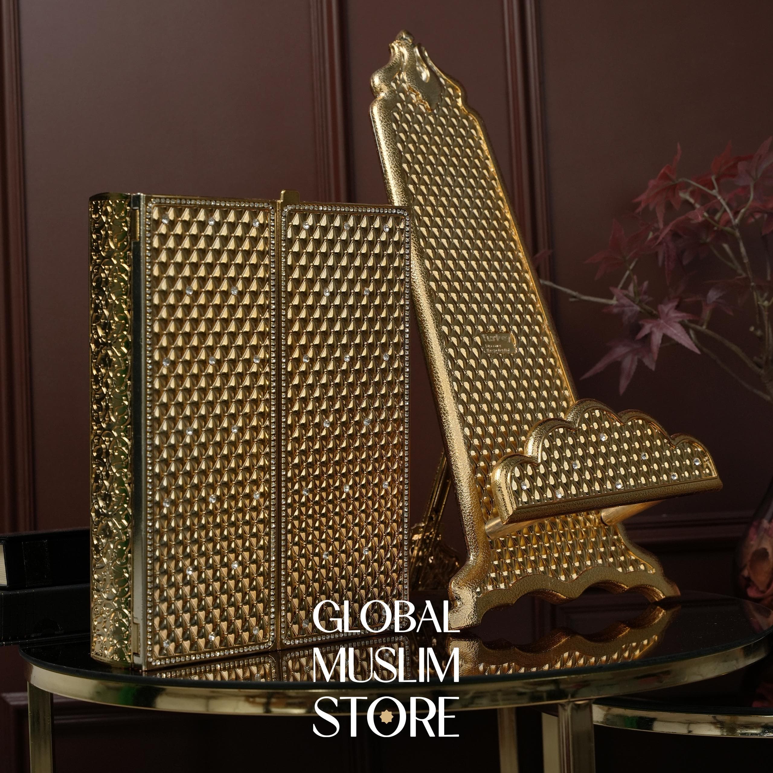 Quran Box, Gold Quran Case, Luxury Quran Cover with Stand - image 3