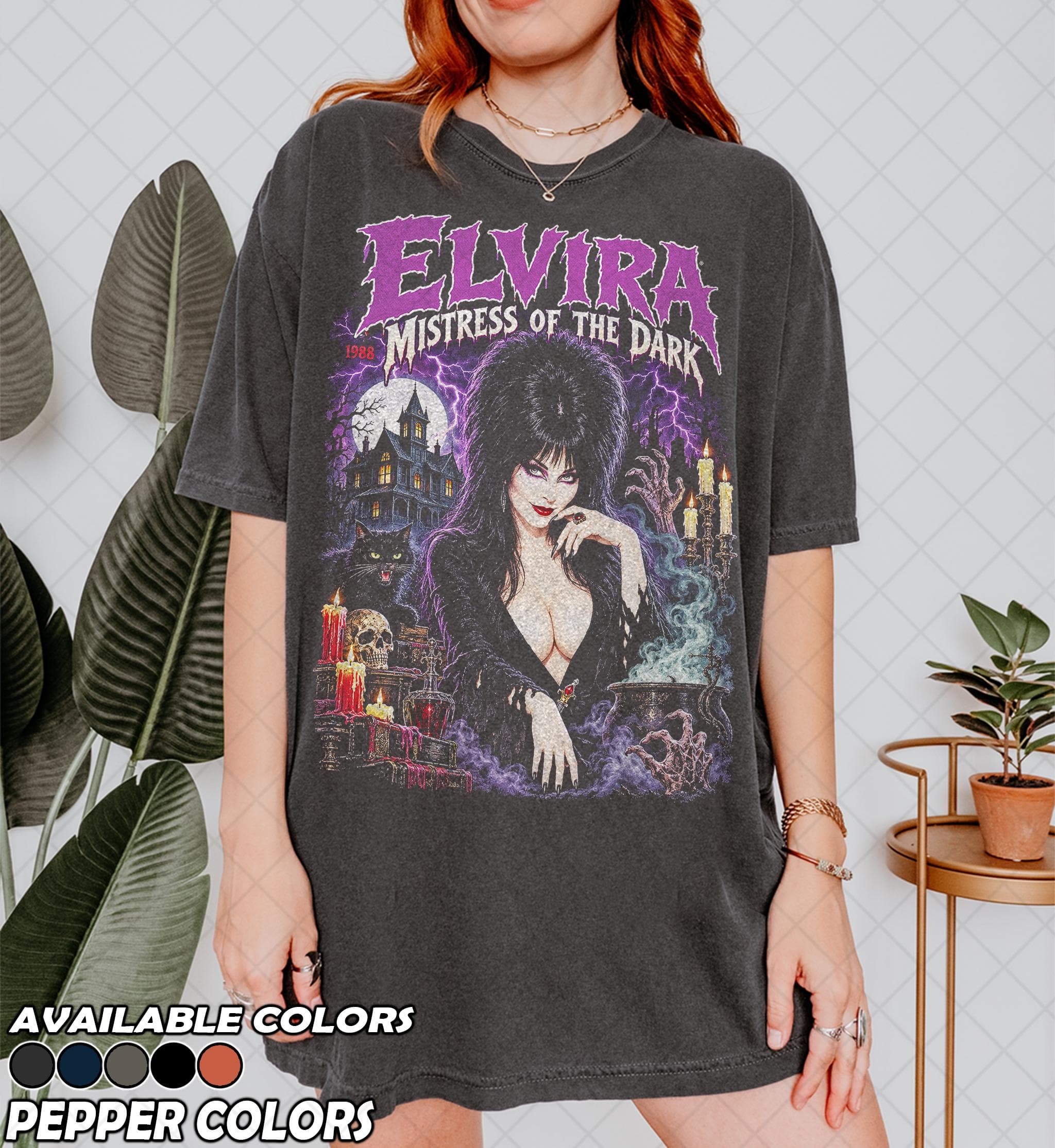 Retro 90s Comfort Colors Elvira Shirt, Vintage Elvira Mistress of The Dark Movie, Elvira Vintage Horror Movie Tee, Spooky Halloween Tee