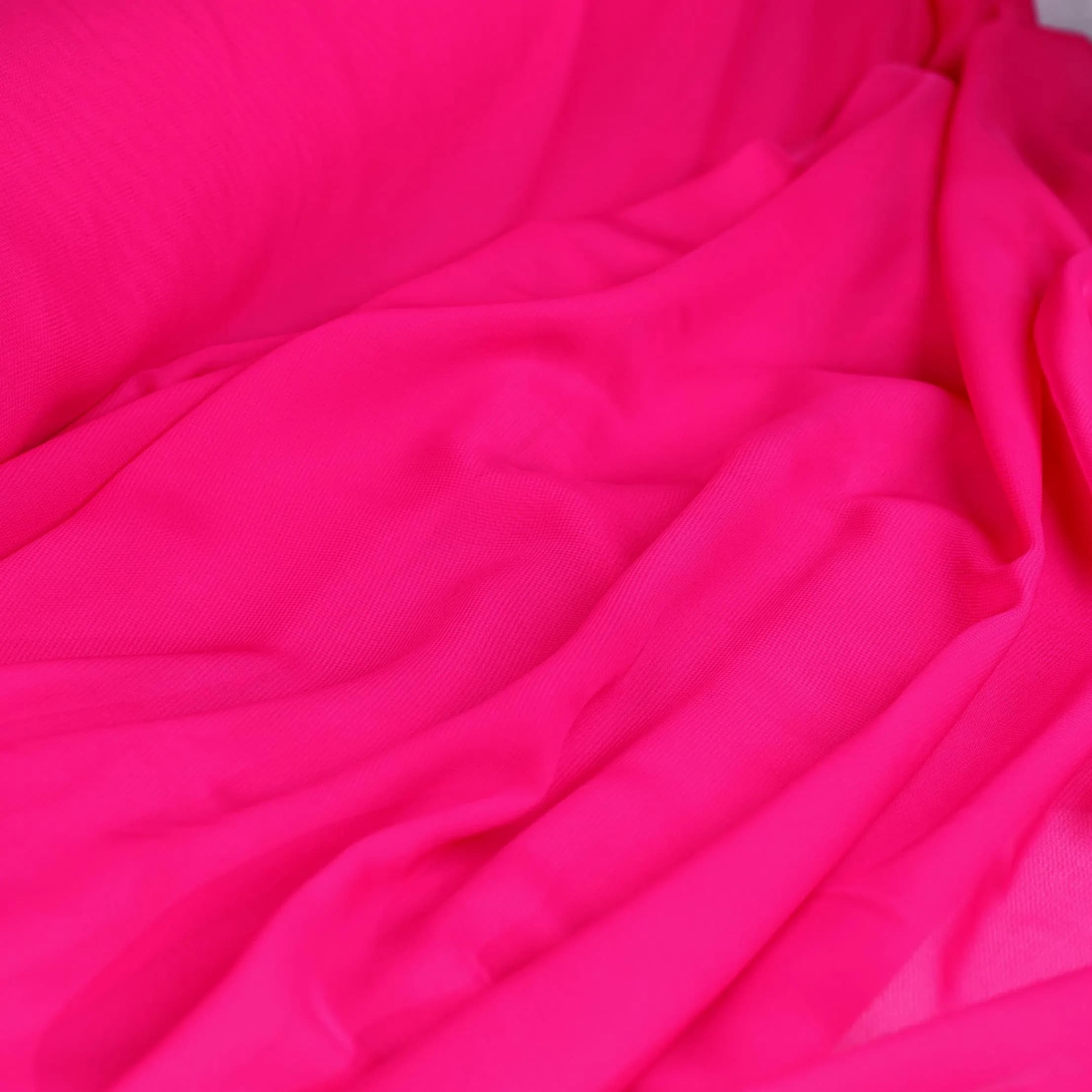 Bright Fuchsia Chiffon Fabric by the Yard, Matte Sheer Polyester for Dresses
