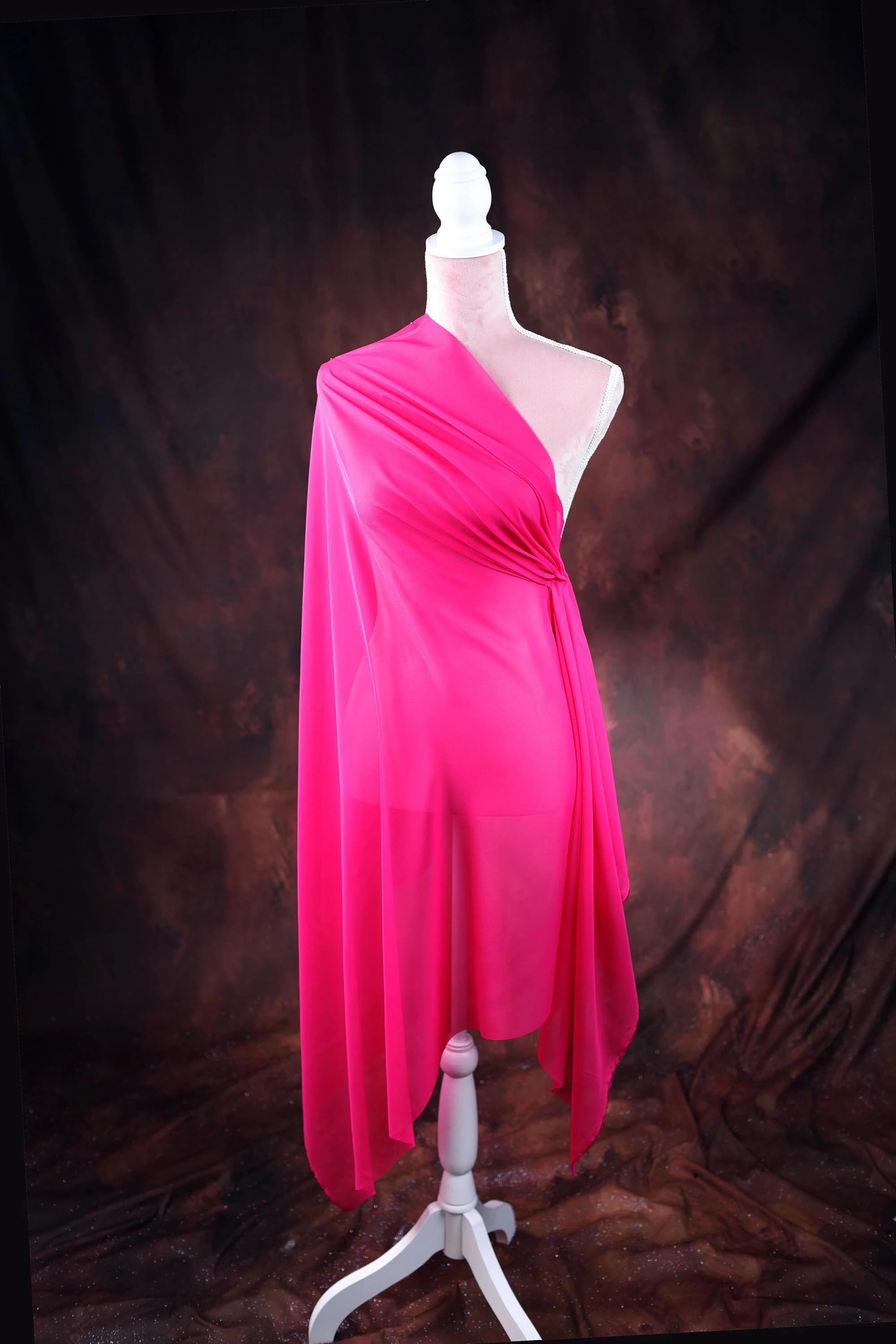 Bright Fuchsia Chiffon Fabric by the Yard, Matte Sheer Polyester for Dresses - image 3