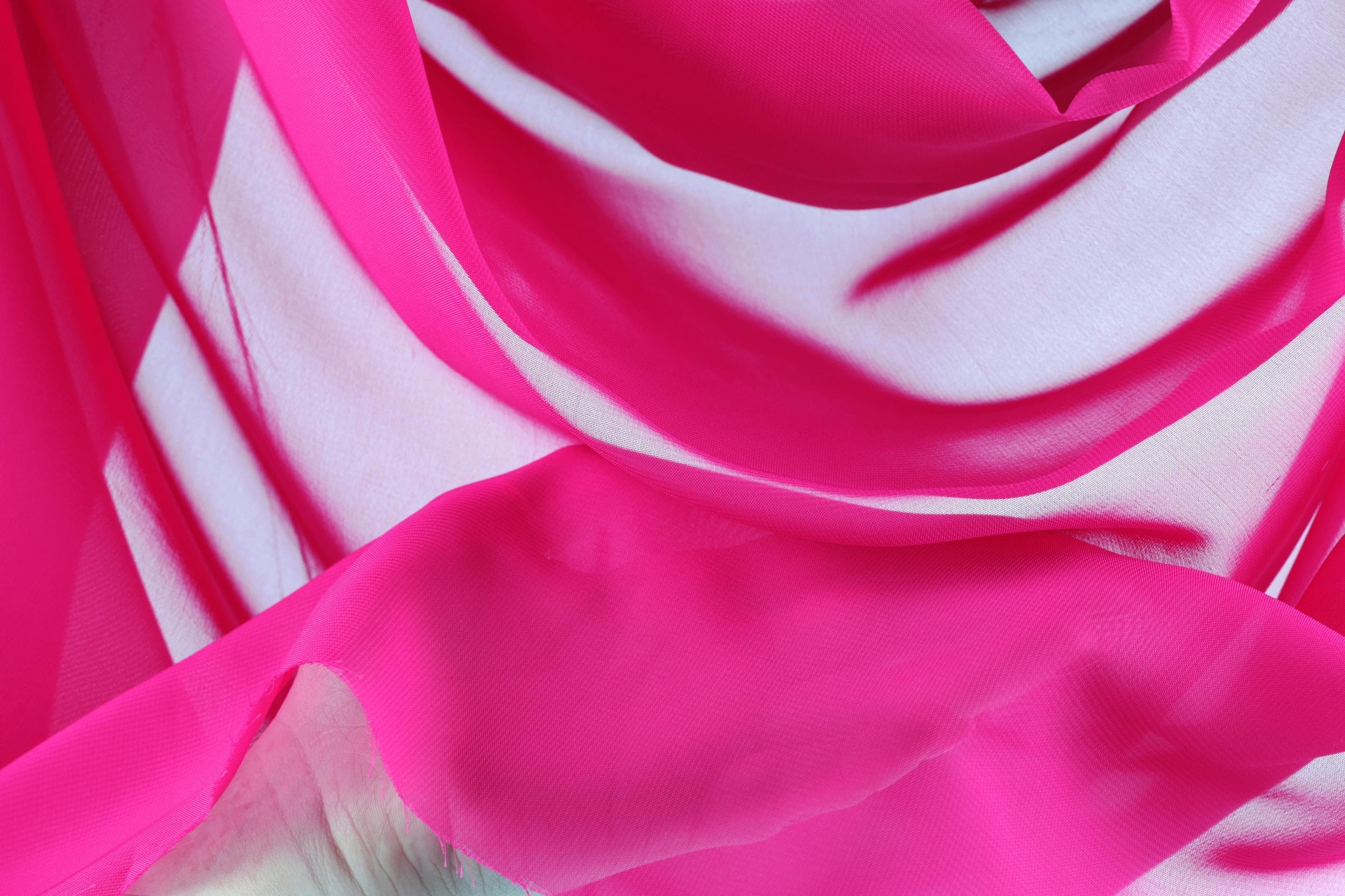 Bright Fuchsia Chiffon Fabric by the Yard, Matte Sheer Polyester for Dresses - image 5