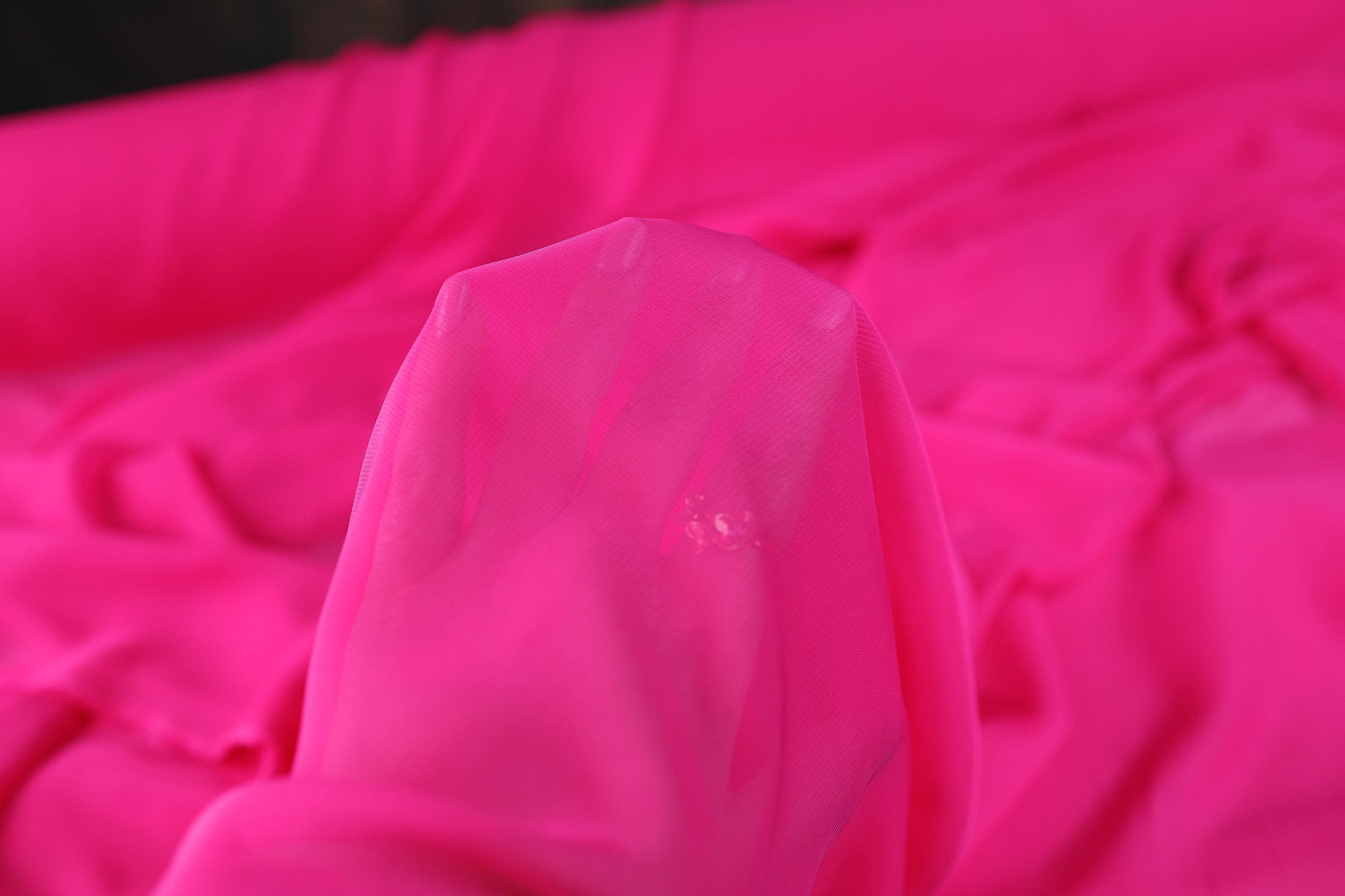 Bright Fuchsia Chiffon Fabric by the Yard, Matte Sheer Polyester for Dresses - image 4