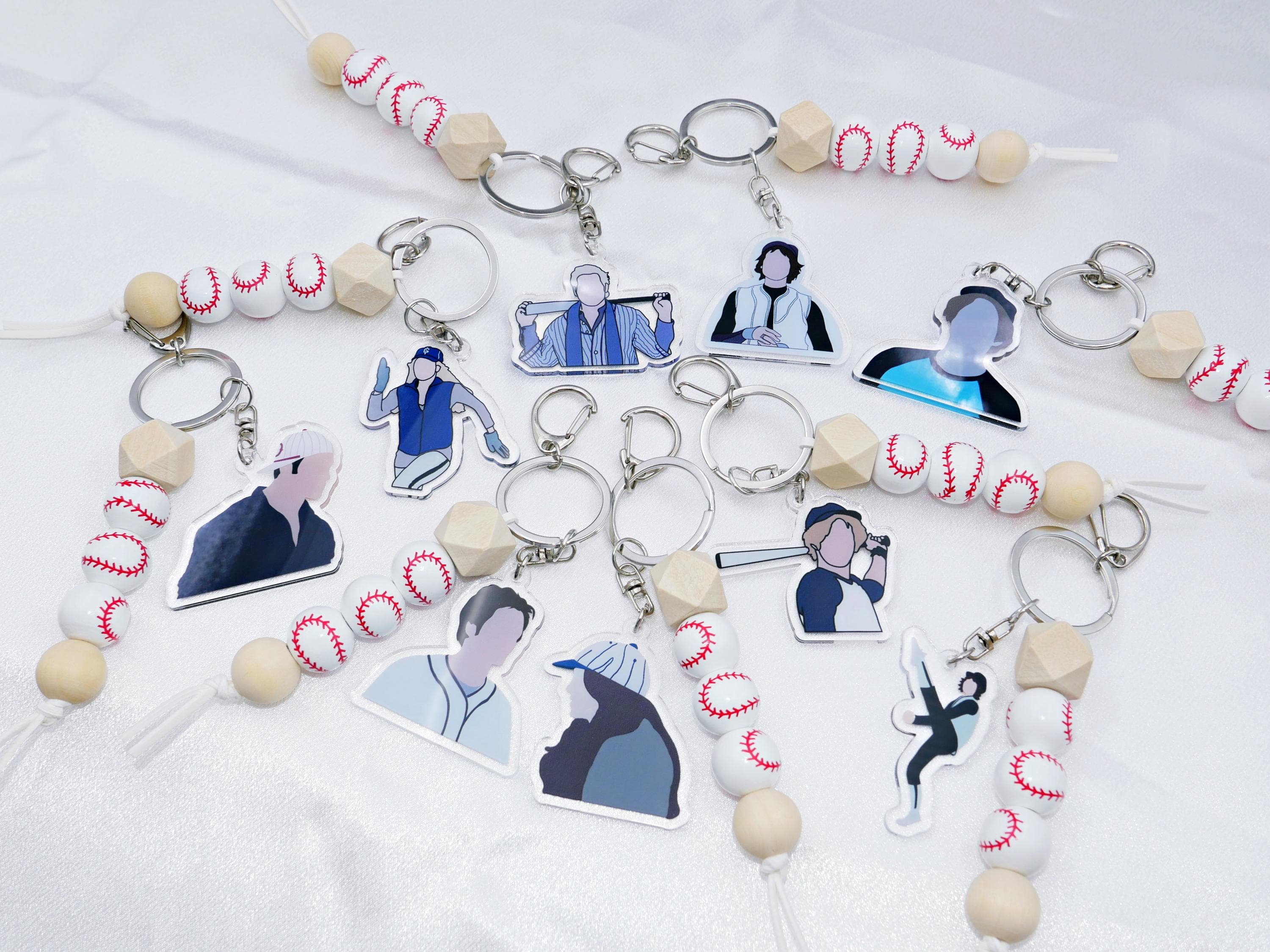 Twilight Baseball Keychain / Wooden Baseball Pendant / Twilight Baseball Scene / rotatable / fidget keychains - image 2
