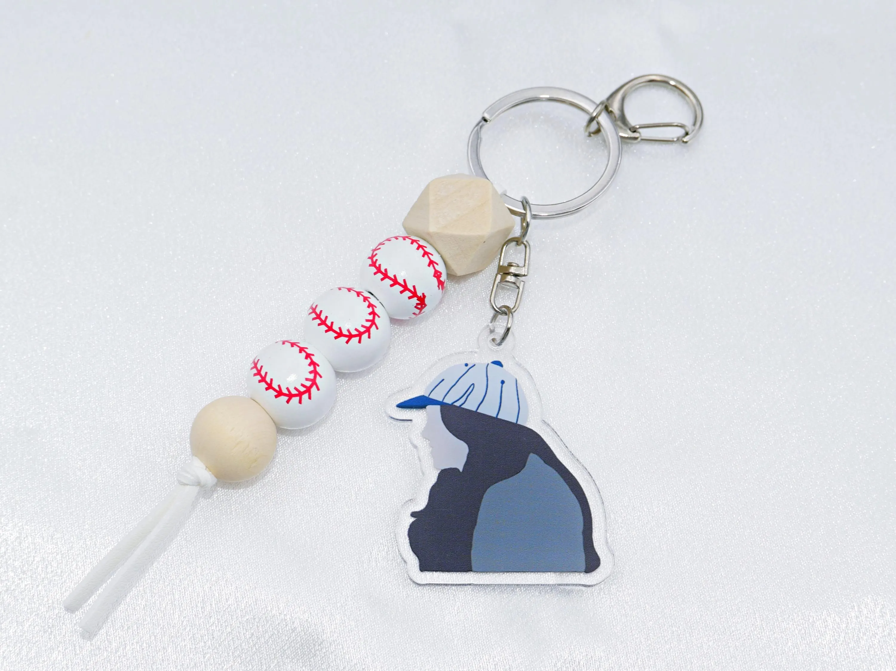Twilight Baseball Keychain / Wooden Baseball Pendant / Twilight Baseball Scene / rotatable / fidget keychains - image 5