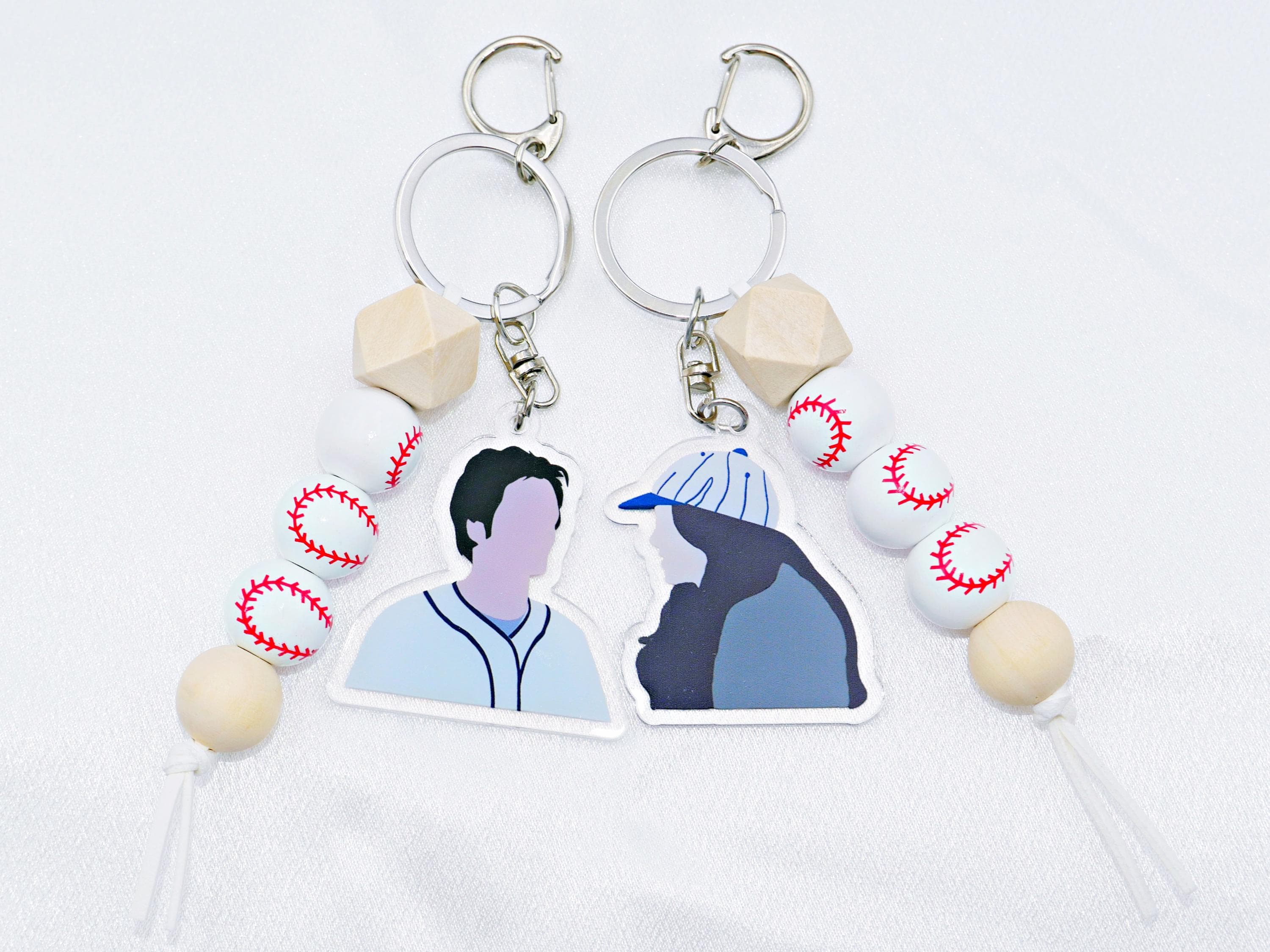 Twilight Baseball Keychain / Wooden Baseball Pendant / Twilight Baseball Scene / rotatable / fidget keychains