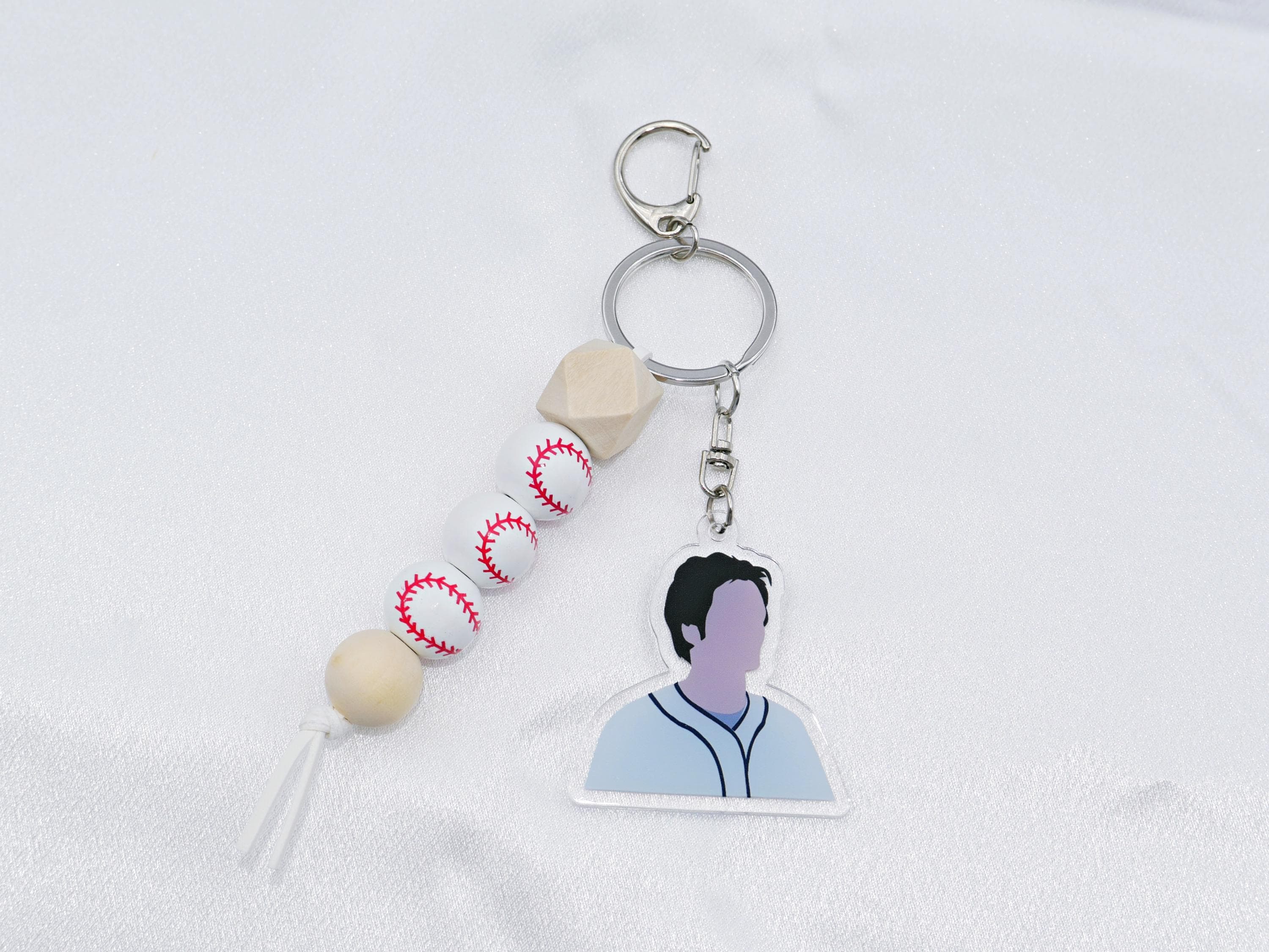 Twilight Baseball Keychain / Wooden Baseball Pendant / Twilight Baseball Scene / rotatable / fidget keychains - image 4