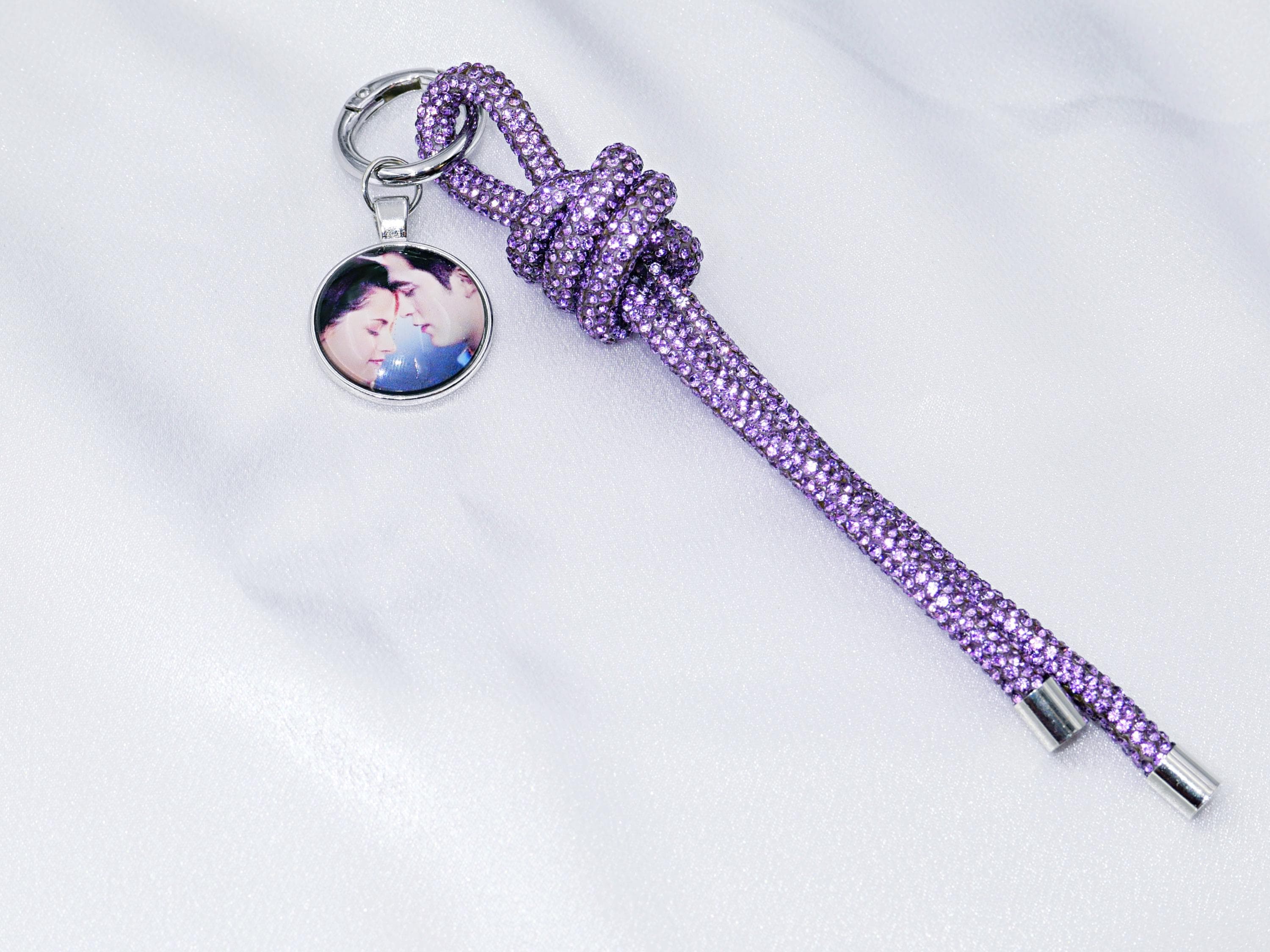 Twilight rhinestone keychain / sparkly keychain / glitter bag charm / glitter keychain - image 2