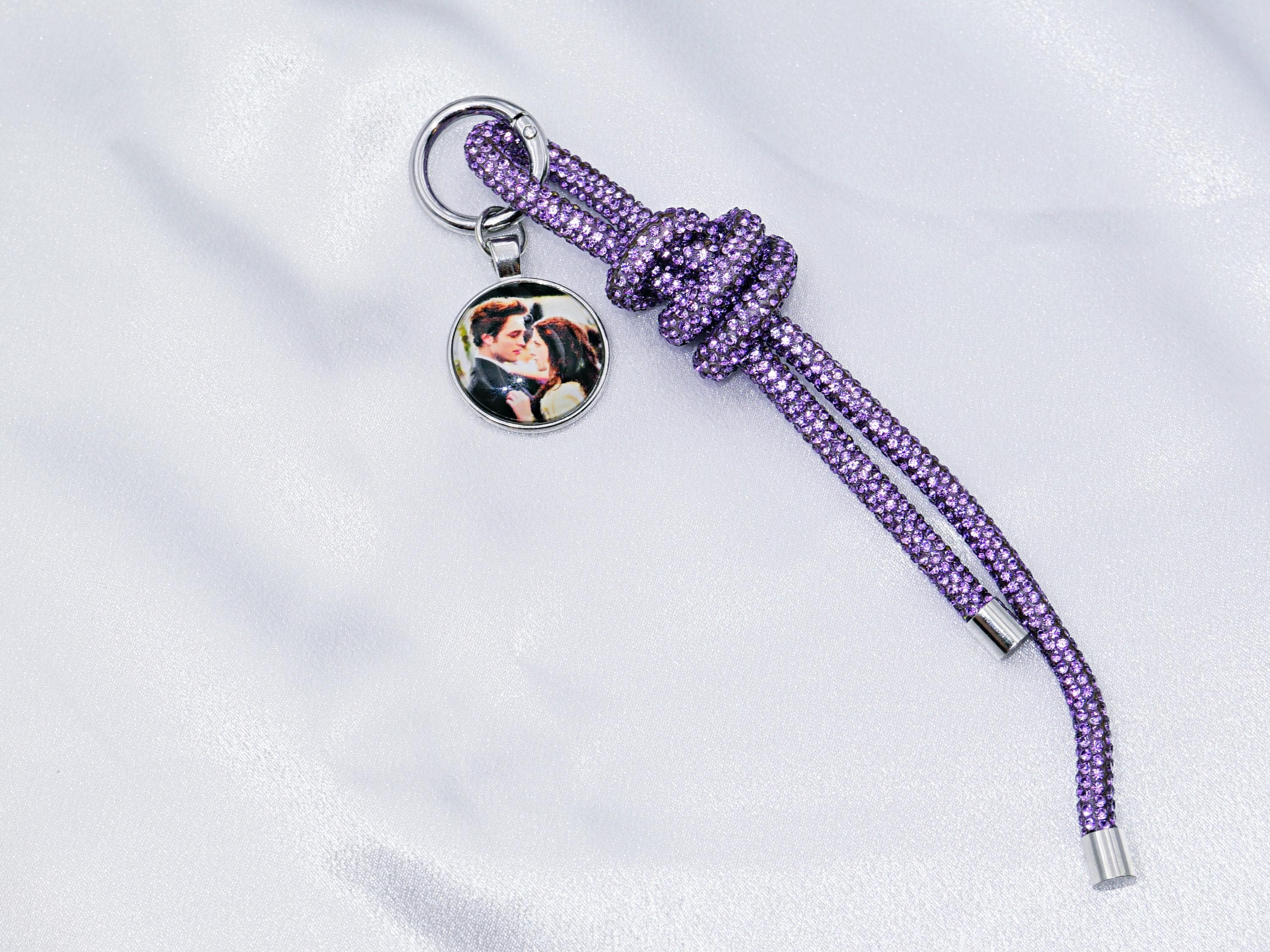 Twilight rhinestone keychain / sparkly keychain / glitter bag charm / glitter keychain - image 3