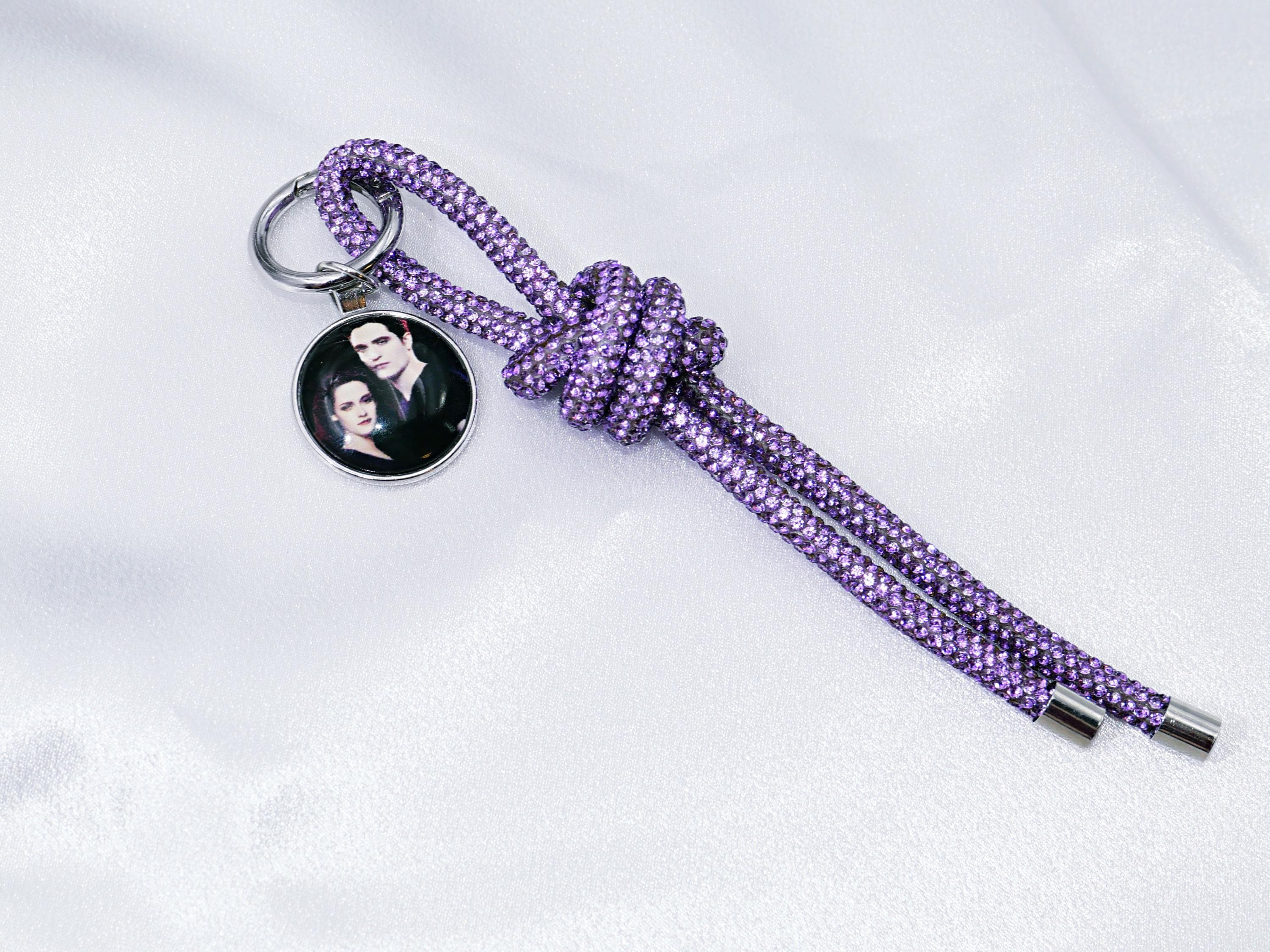 Twilight rhinestone keychain / sparkly keychain / glitter bag charm / glitter keychain - image 4
