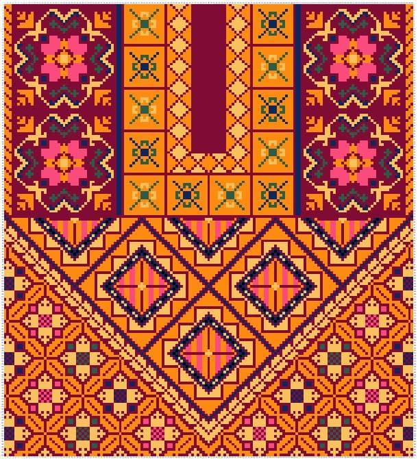 Golden Palestinian tatreez chest panel pattern - image 2