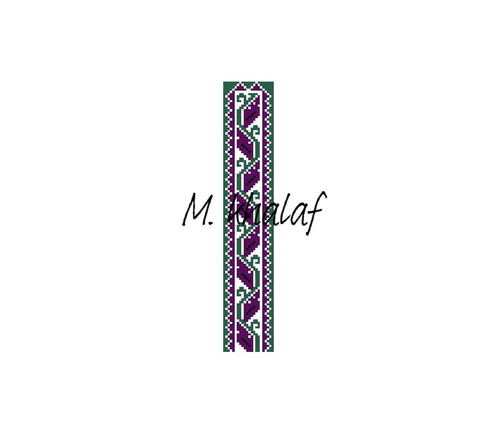 Palestinian thistle tatreez bookmark cross stitch pattern