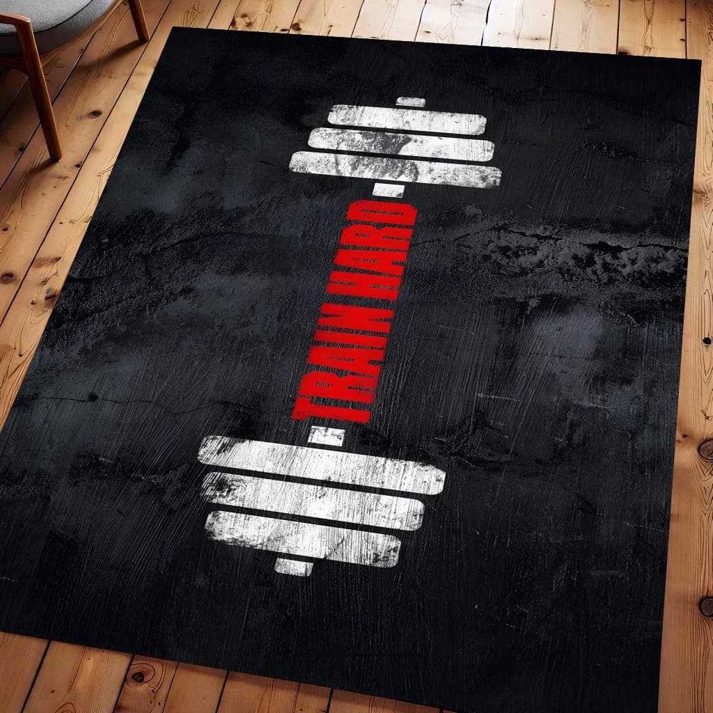 Train Hard Workout Rug Motivational Gym Decor