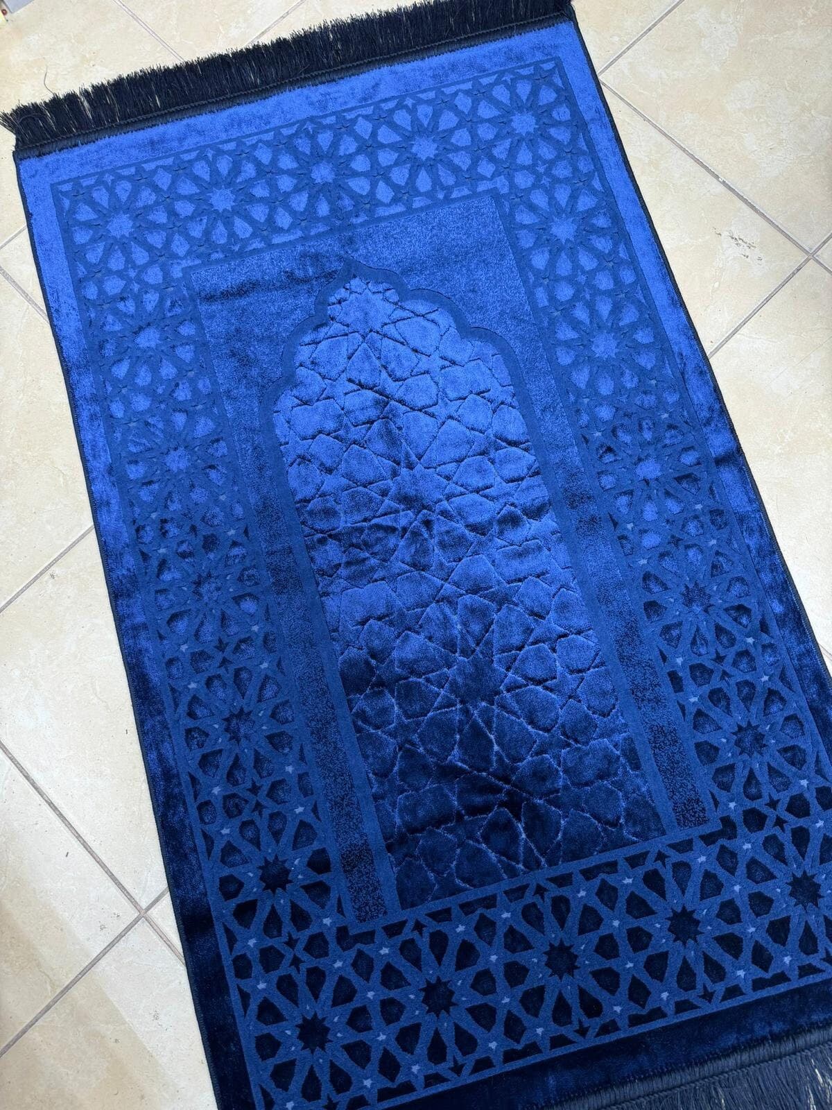 Blue Velvet Prayer Organic Chenille, Hand Woven Rug - image 3