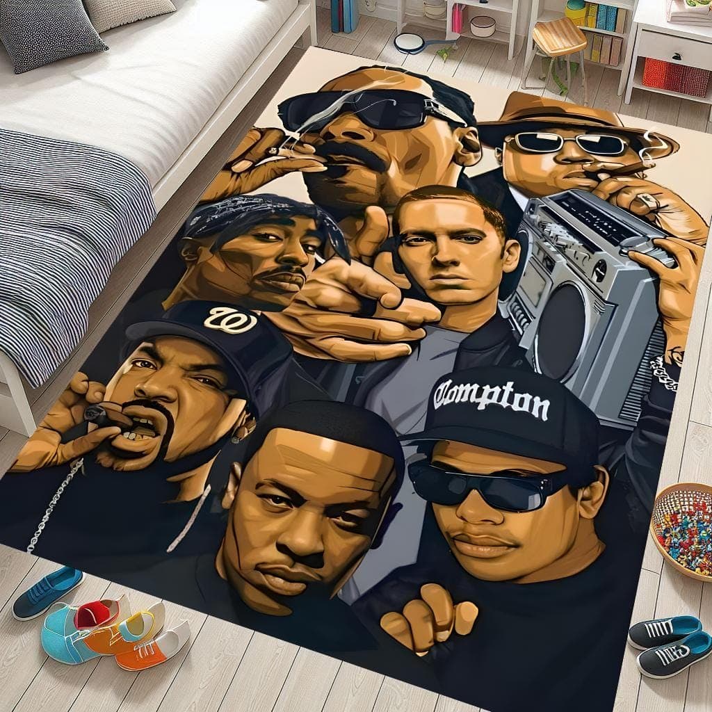 Hip Hop Legends Collage Rug: Music Room Decor, Gifts for Him