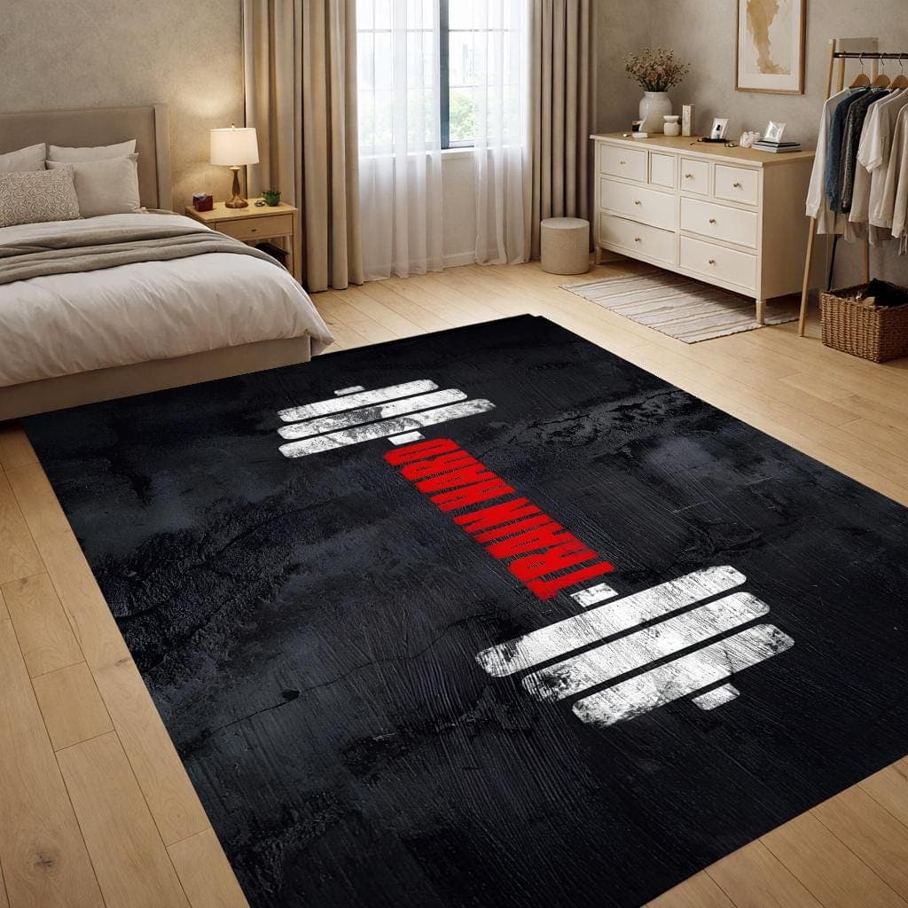Train Hard Workout Rug Motivational Gym Decor - image 3