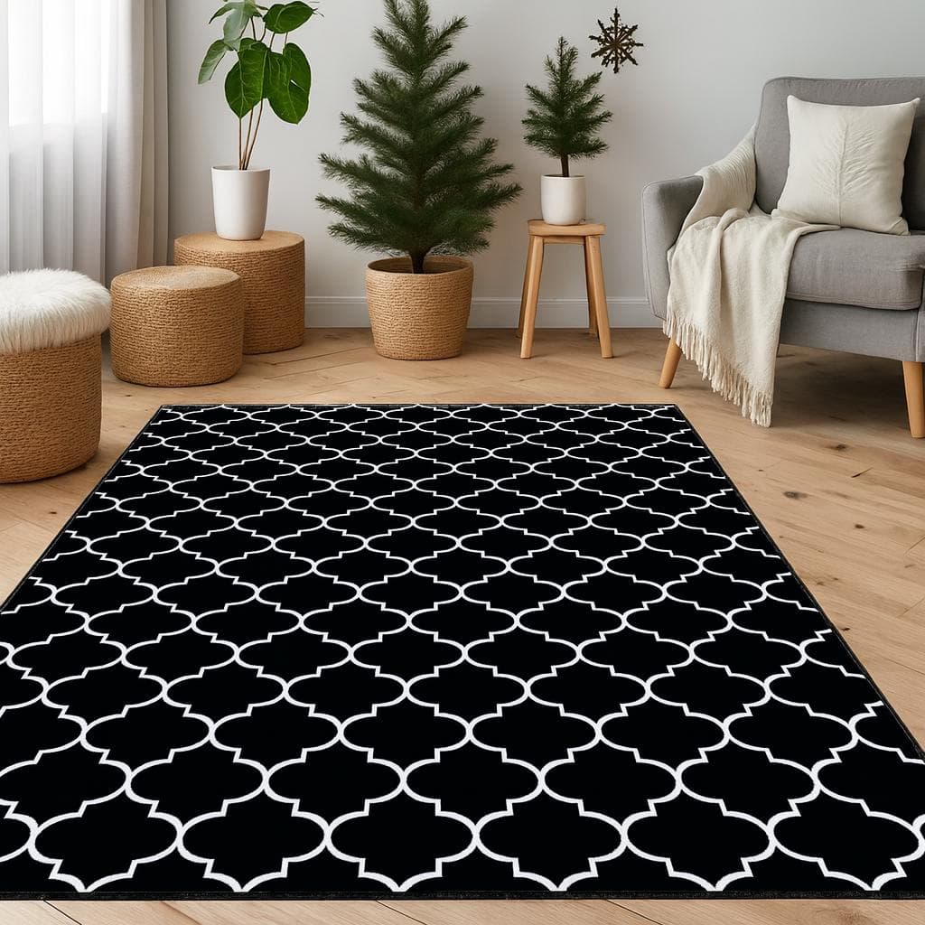 Patterned Black Area Custom Home Decor Carpet