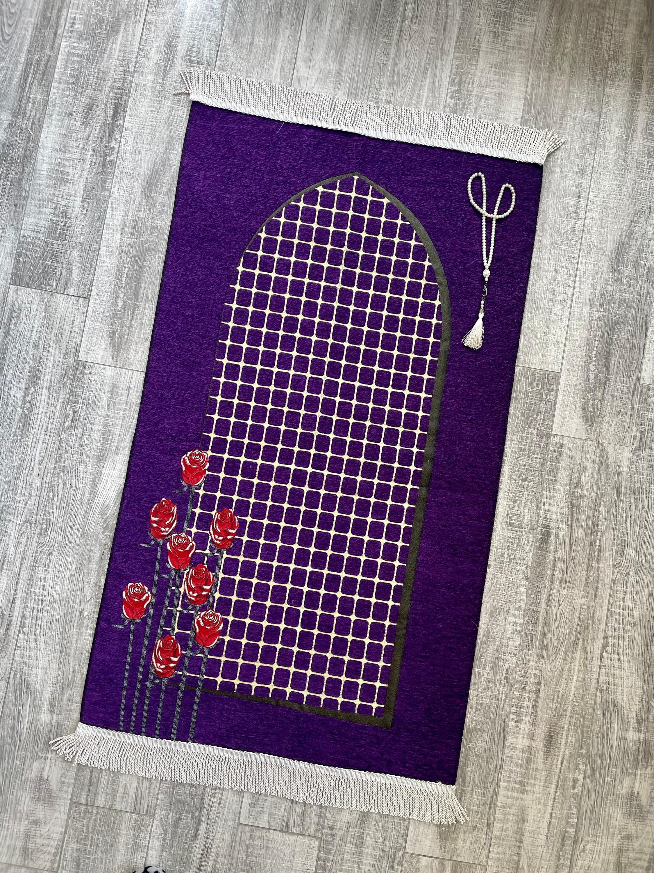 Purple Chenille Prayer Rug, Islamic Carpet, Muslim Gift Mat, Soft Prayer Rugs, Wedding Gifts