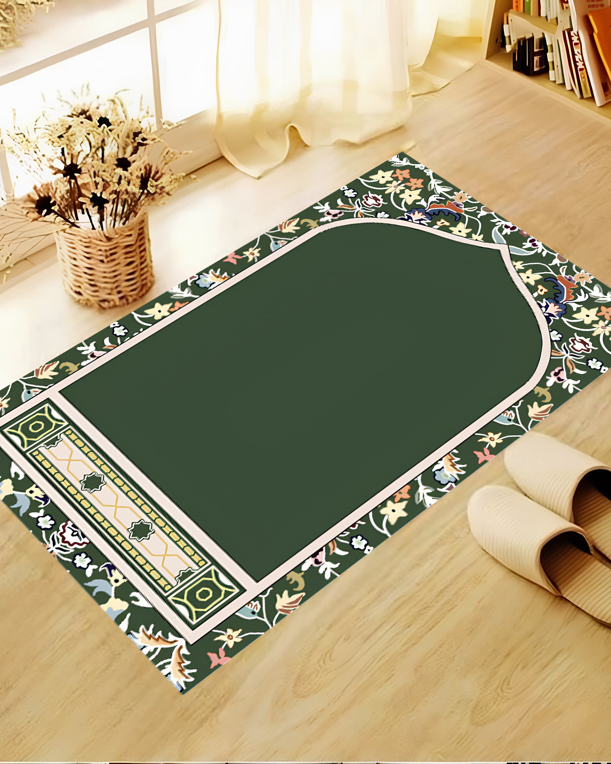 Green Chenille Prayer Mat: Islamic Gift, Muslim Wedding, Custom Design - image 5