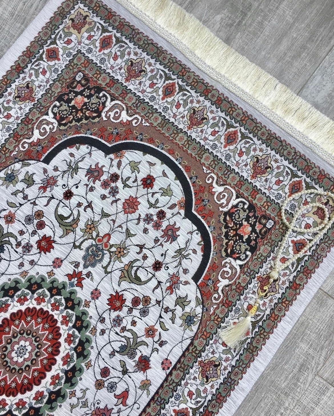 Personalized Floral Prayer Rug, Cotton Chenille, Islamic Gift - image 5