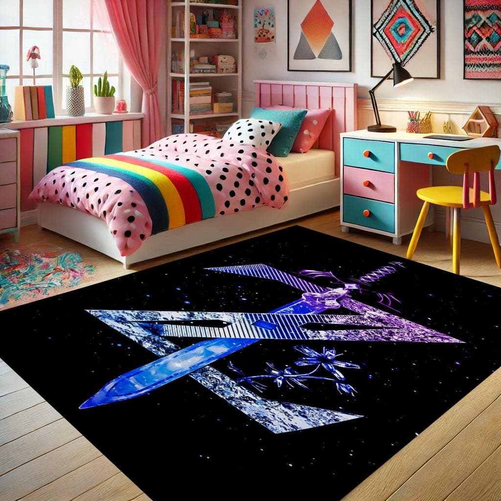 Zelda Game Rug: Purple Legend of Zelda Pattern, Gamer Room Decor - image 3