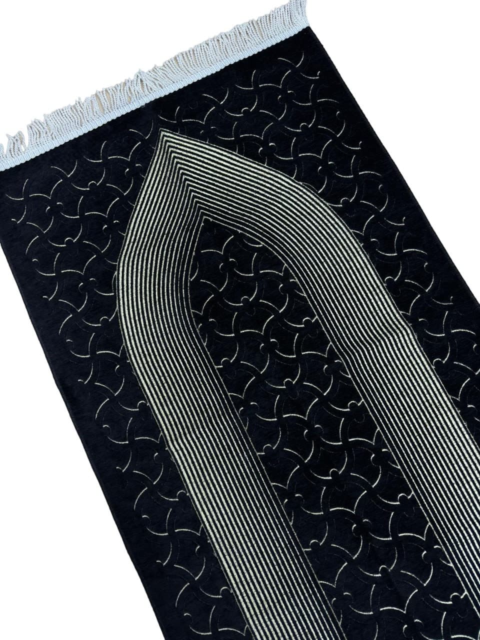 Black Chenille Prayer Mat: Islamic Rug, Muslim Gift