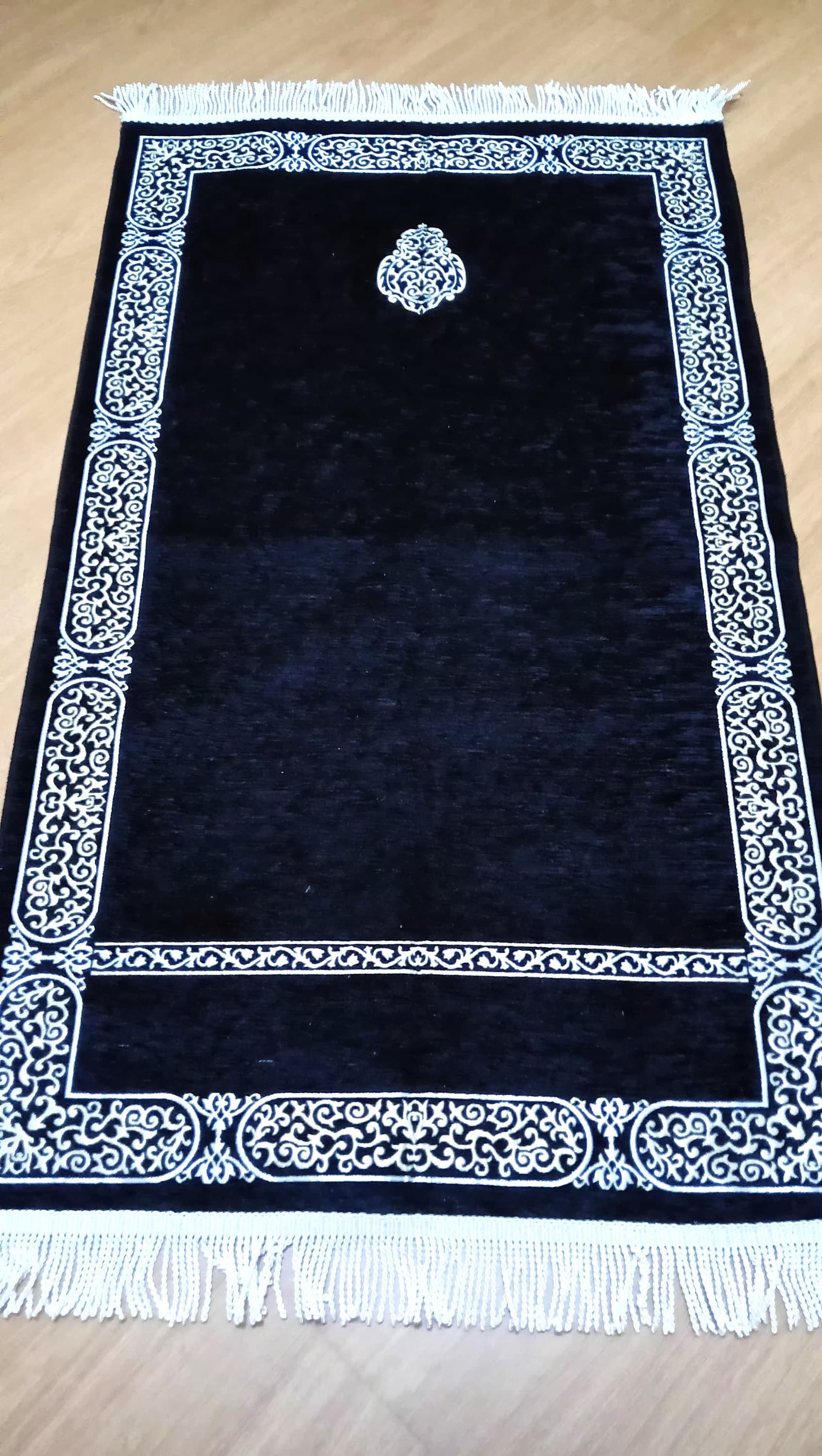 Black Chenille Prayer Rug, Islamic Design, Ramadan Gift - image 3