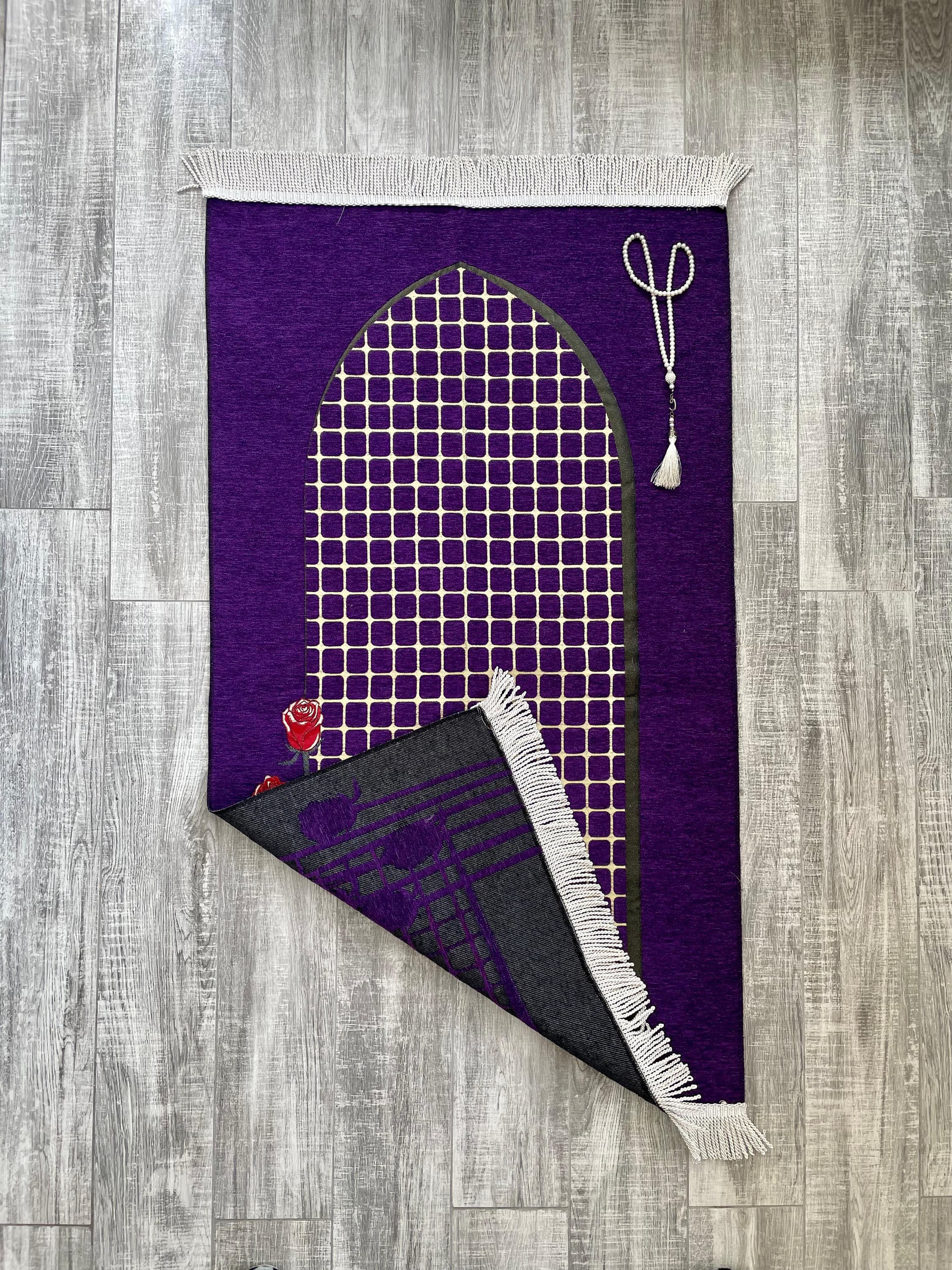 Purple Chenille Prayer Rug, Islamic Carpet, Muslim Gift Mat, Soft Prayer Rugs, Wedding Gifts - image 5