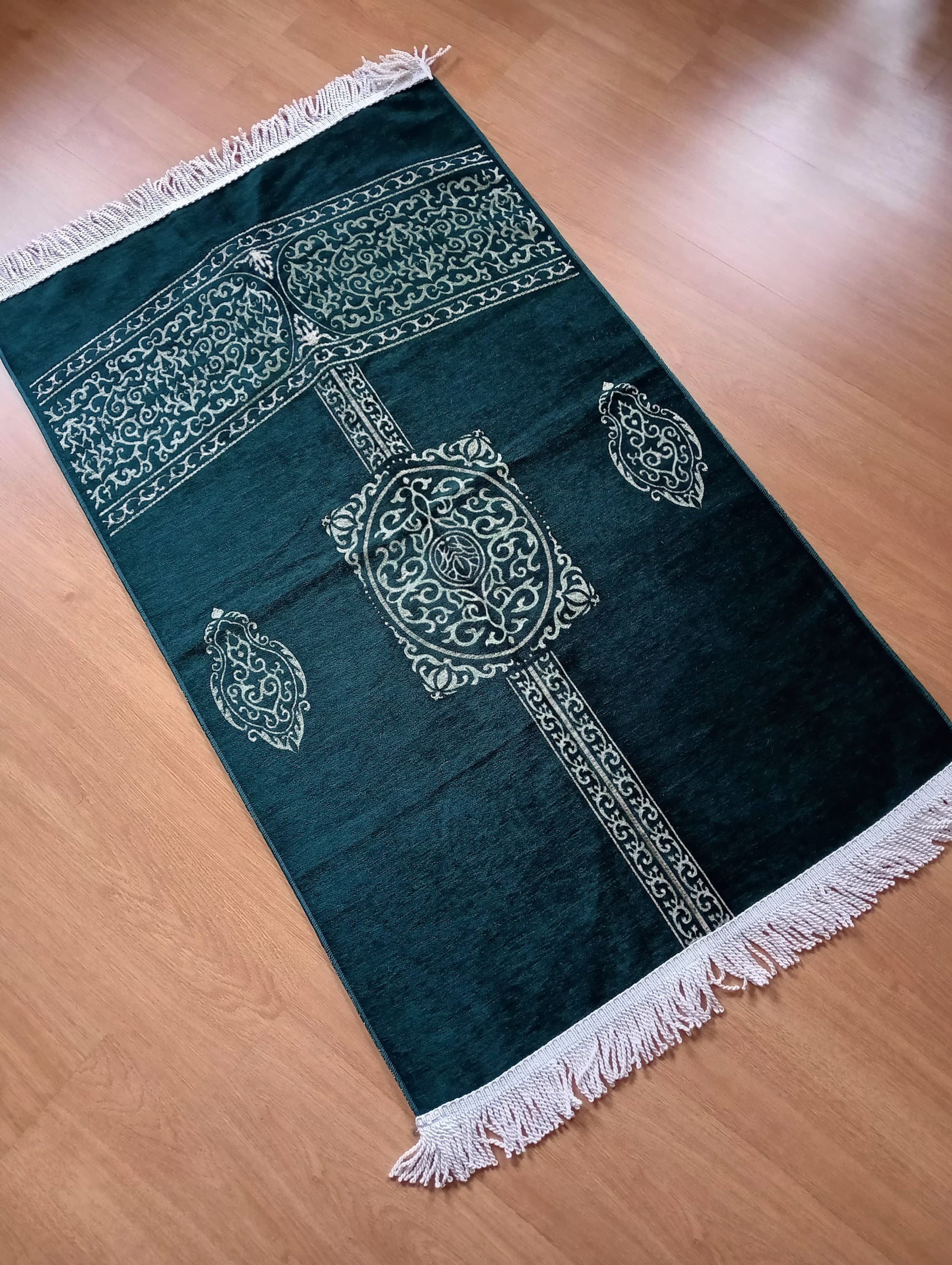 Green Chenille Prayer Mat, Soft Islamic Rug, Muslim Gift - image 4