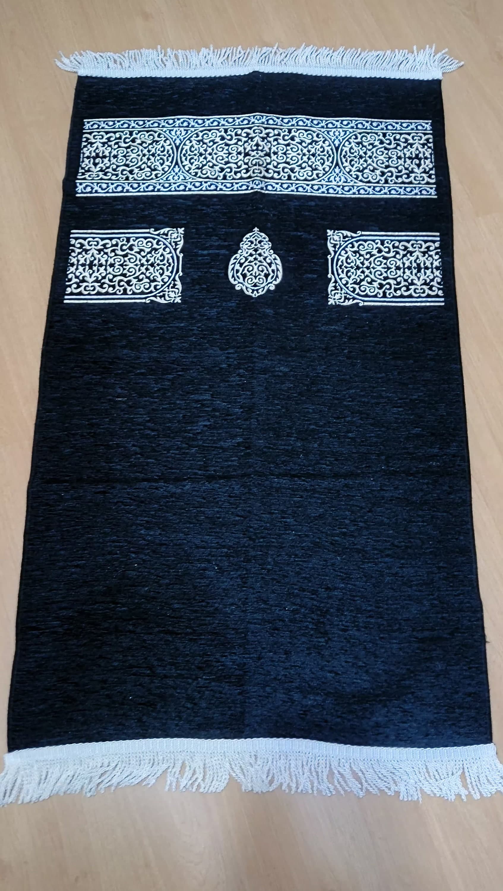 Black Chenille Prayer Mat: Islamic Rug, Ramadan Gift - image 4
