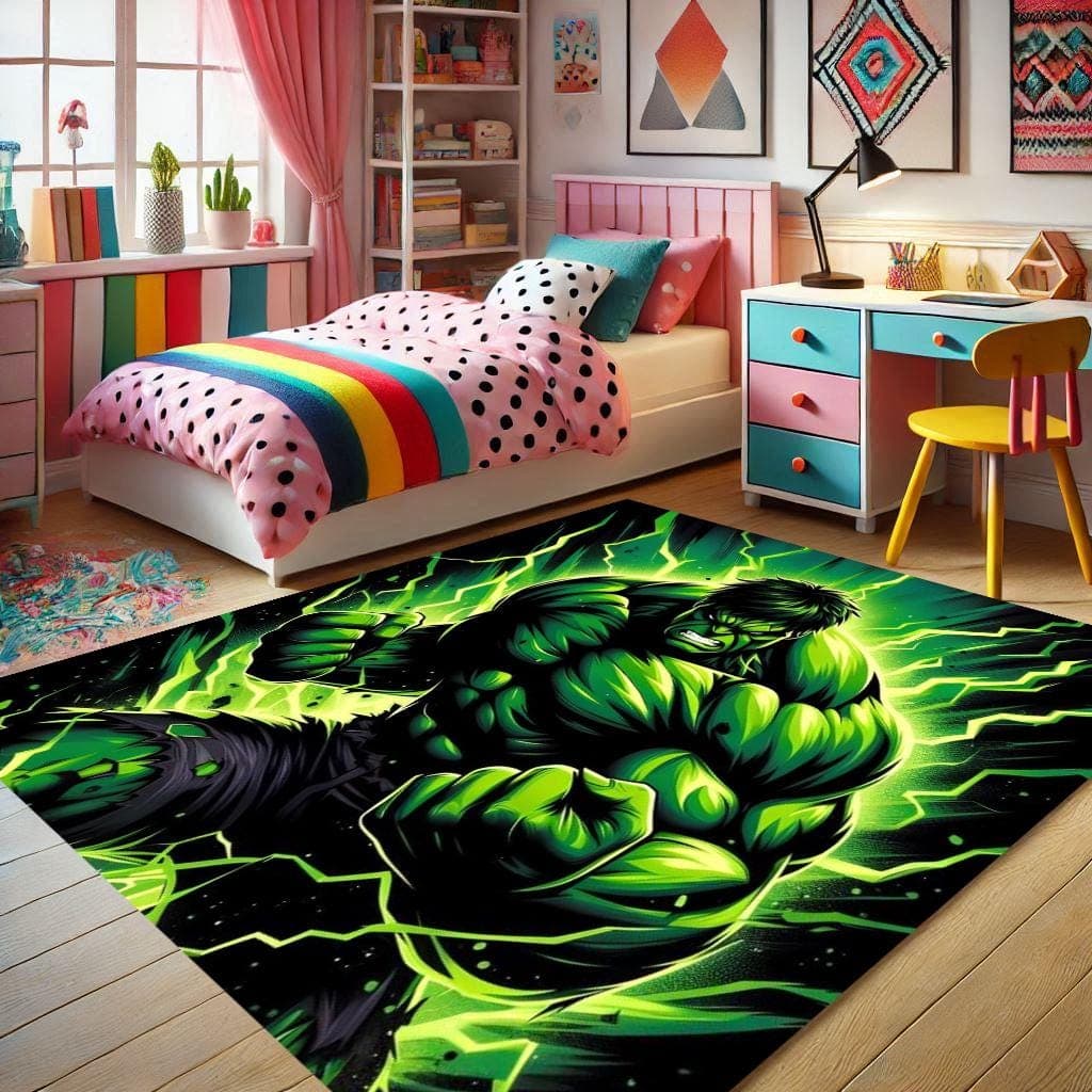 Hulk Rug: Green Giant Kids Room Decor, Washable Fan Rug - image 4